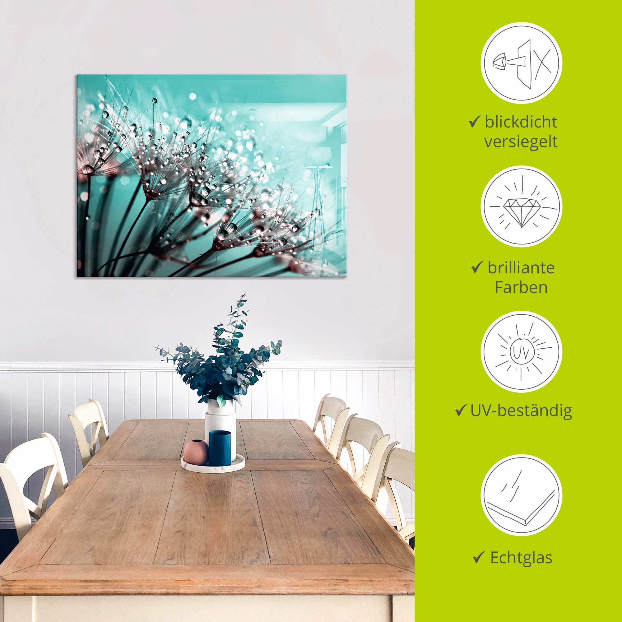 Artland Glasbild »Glitzernde Pusteblume I« Blumen 1 Stk. tlg. in verschiedenen Größen