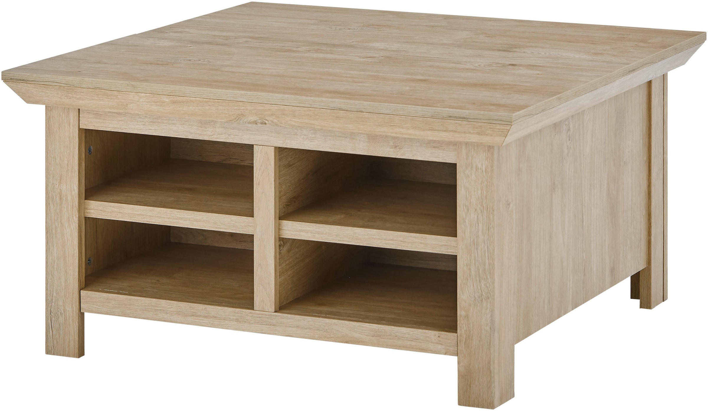 Home affaire Couchtisch »Cornwall, Beistelltisch im Landhausstil, Sofatisch, Eiche Dekor«, (1 St.), 93 cm breit, Klappenfach und offenen Fächern