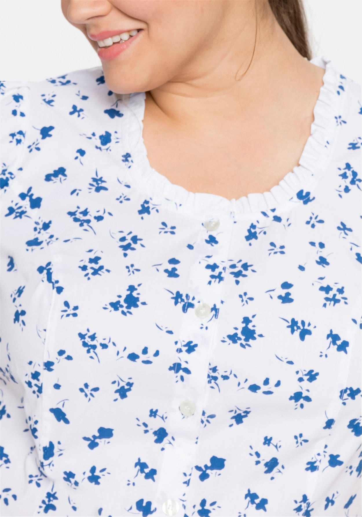 Sheego Trachtenbluse »Trachtenbluse mit schmaler Rüsche und Puffärmeln«