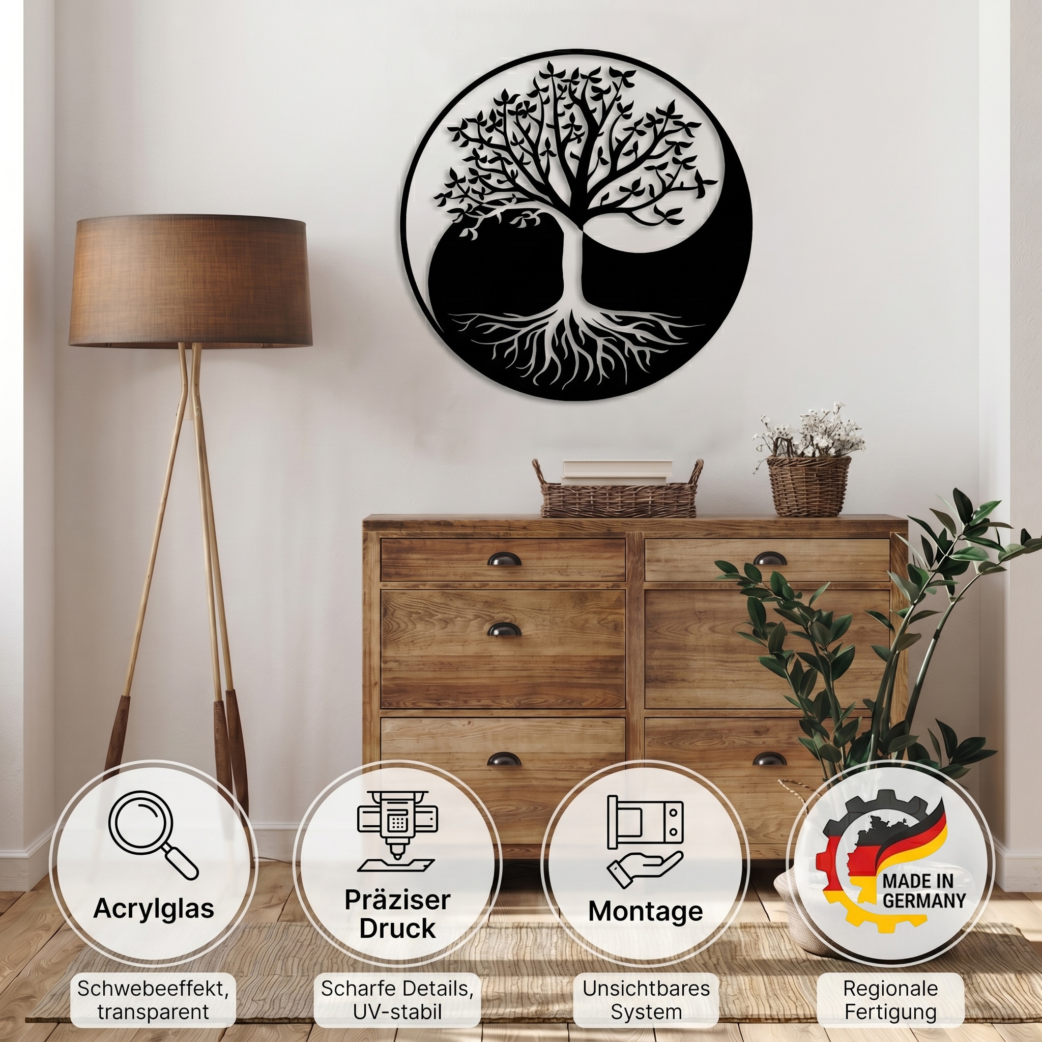 OTTO home Wandbild »Lebensbaum durchsichtig mit Lochbohrung für leichte Anbringung« Baum | Baumbilder | Wald 1 Stk. tlg. Lebensbaum, Schwebeeffekt dank der Transparenz