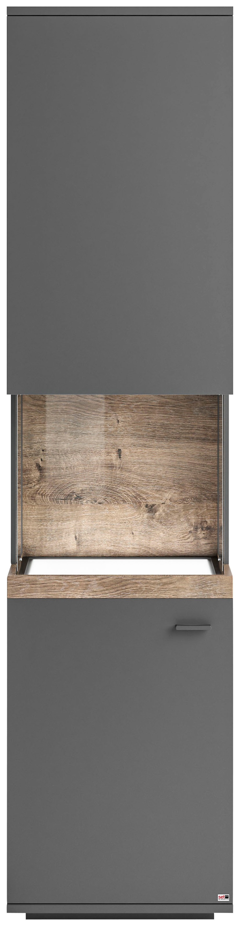 set one by Musterring Glasvitrine »Lancaster« Farben weiß oder grau mit Eicheabsetzung, mit LED-Beleuchtung