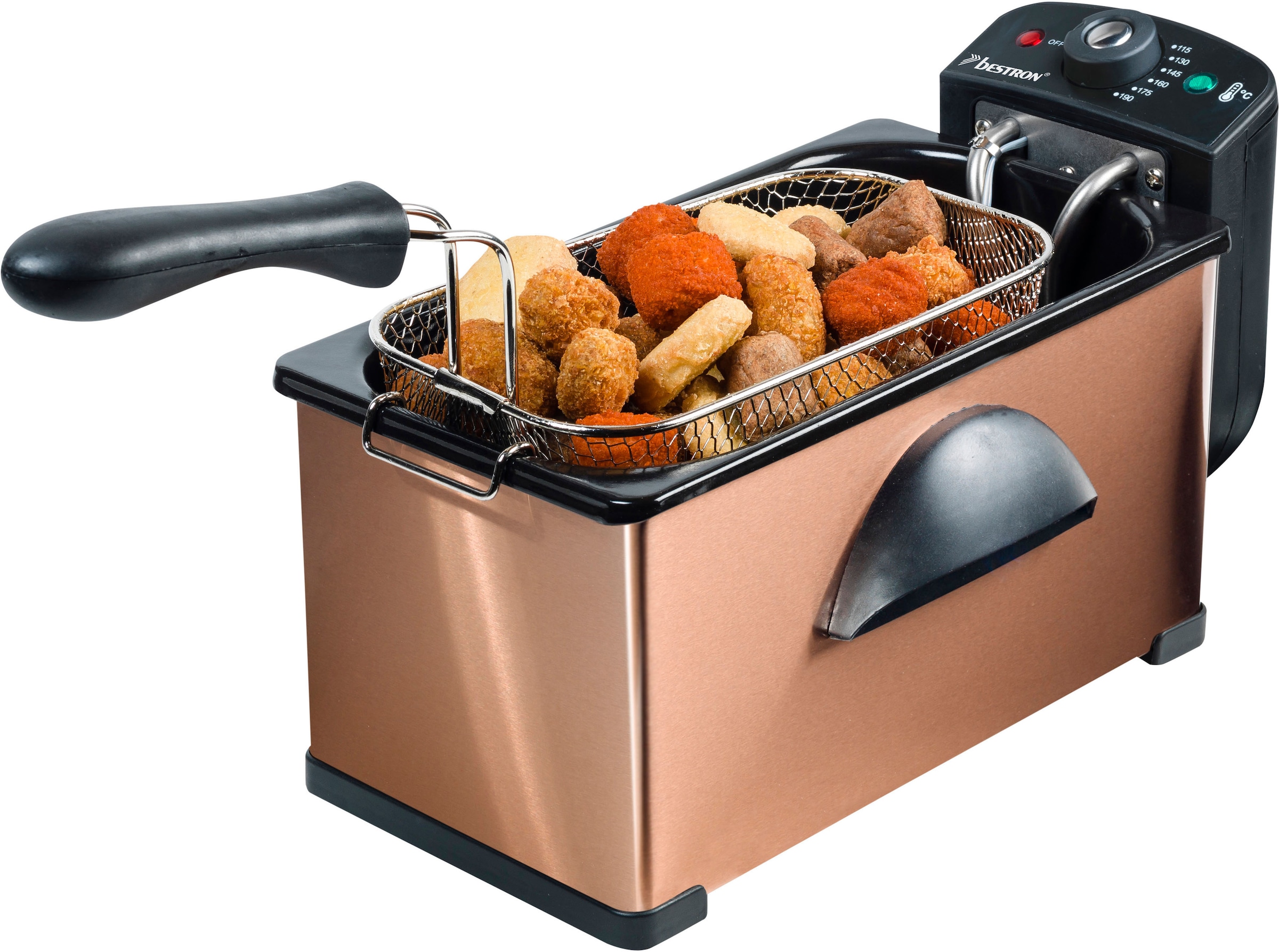 bestron Fritteuse »AF370CO«, 2000 W, Fassungsvermögen 1 kg, mit Cool Zone, 3,5 Liter, Kupfer