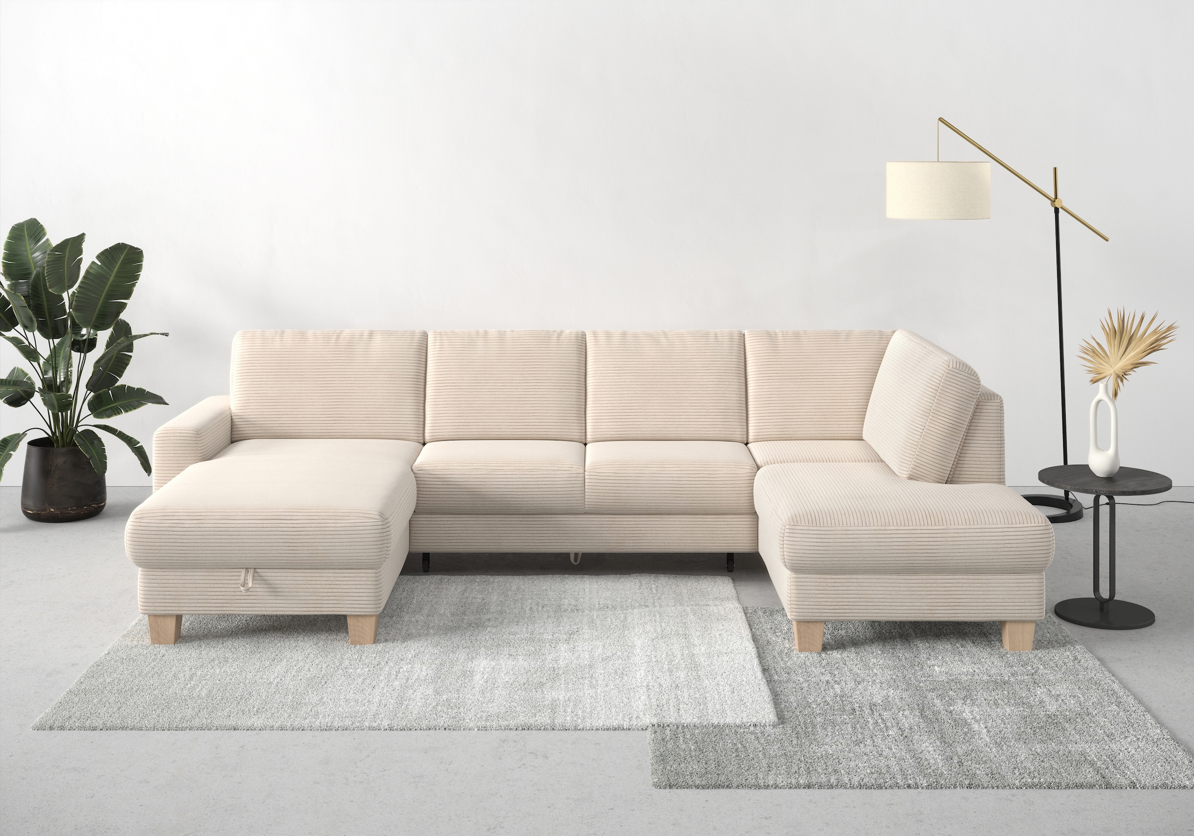 Home affaire Wohnlandschaft »Summer U-Form«, mit oder ohne Bettfunktion und Bettkasten, Cord-Bezug