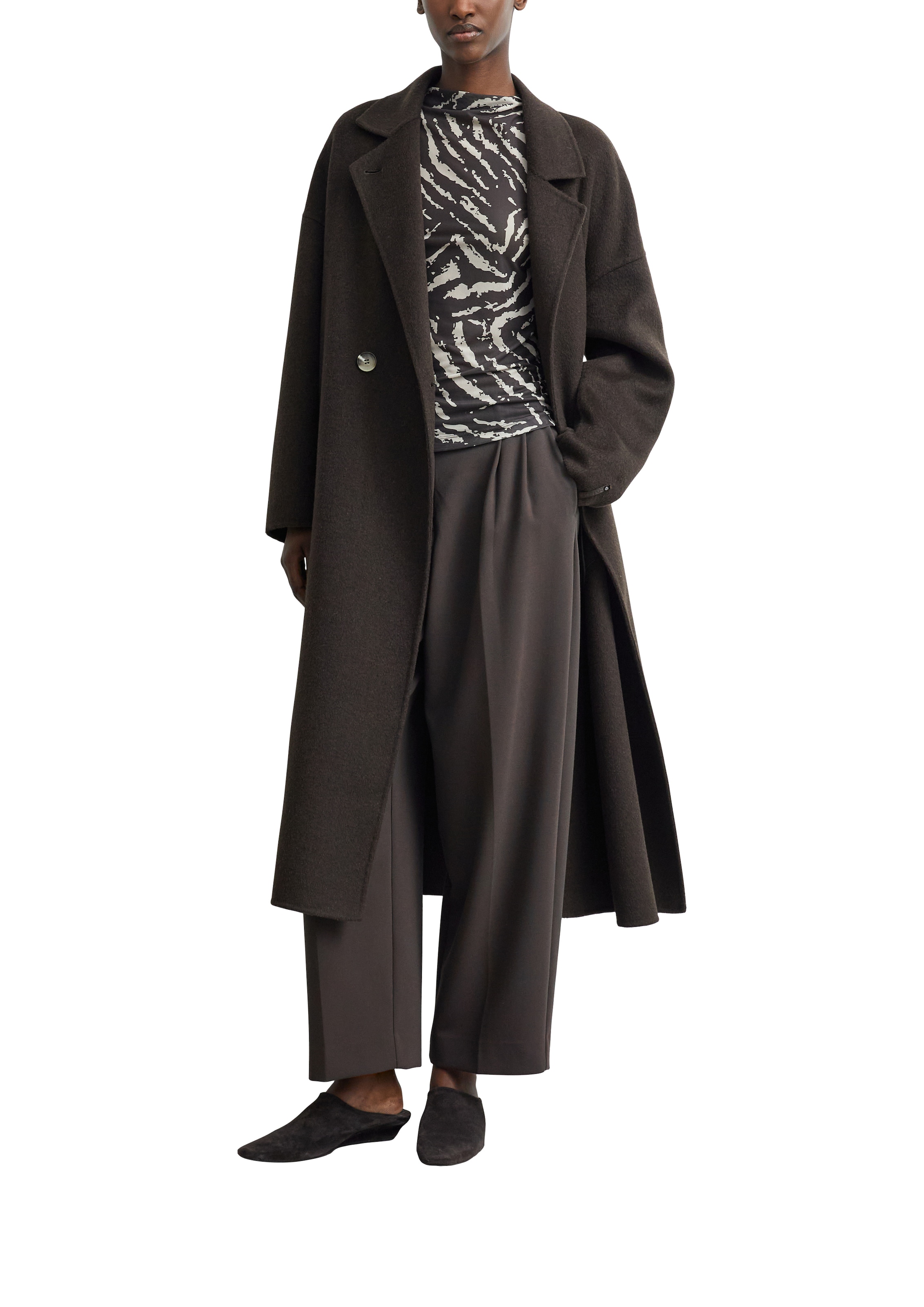 Comma Langarmshirt aus Mesh und mit grafischem Muster
