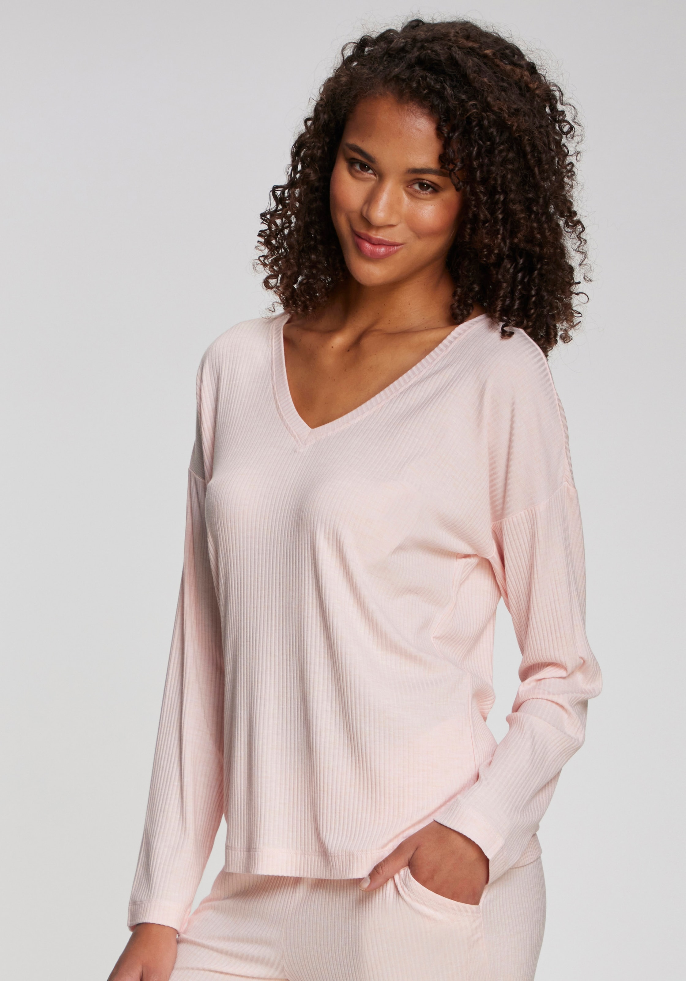 s.Oliver Pyjamaoberteil 1-teilig,  aus weicher Rippqualität