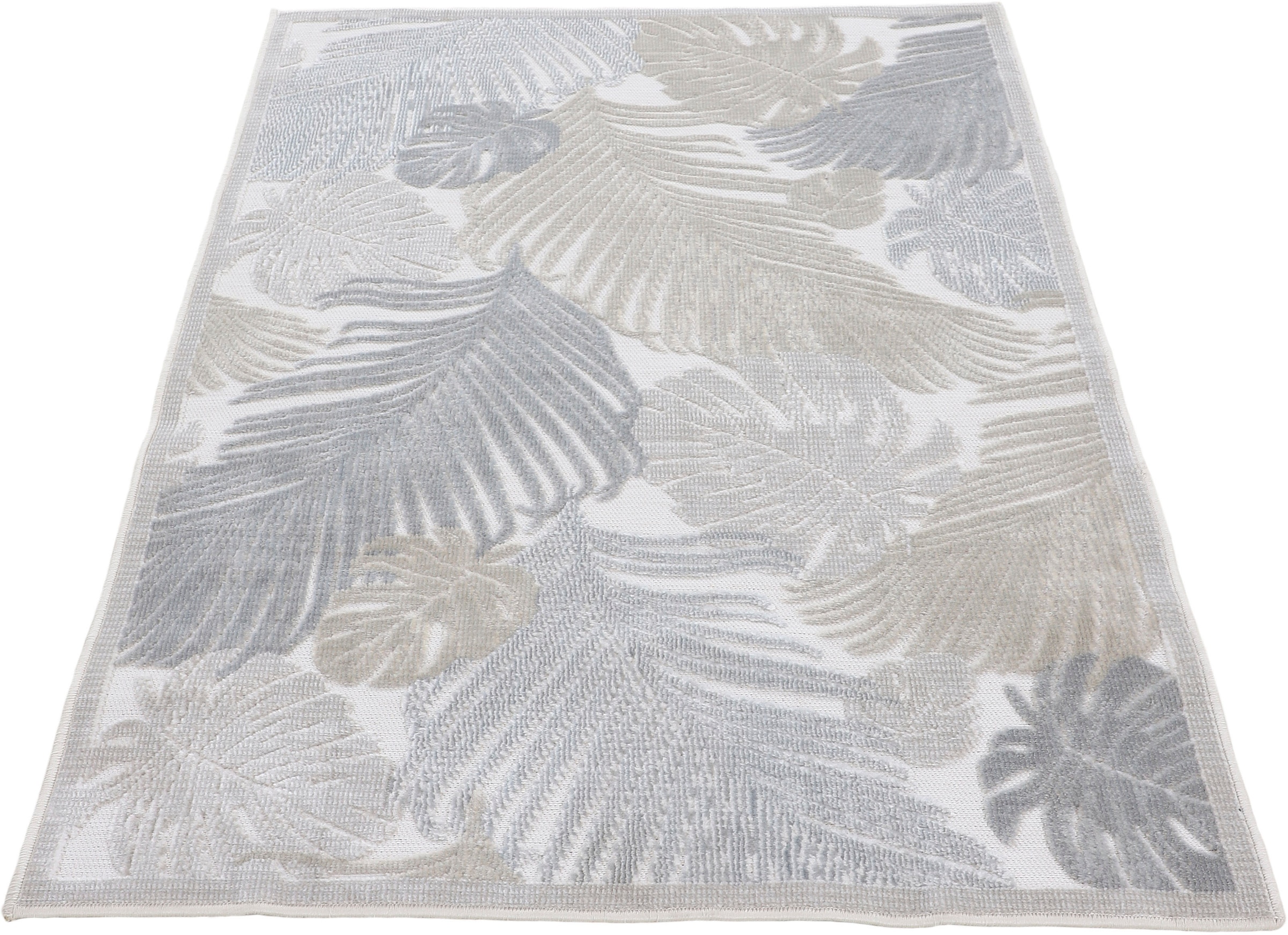 carpetfine Teppich rechteckig, online Effekt robustes Floral Hoch-Tief 104«, Palmenblätter, »Deja Flachgewebe, kaufen Motiv