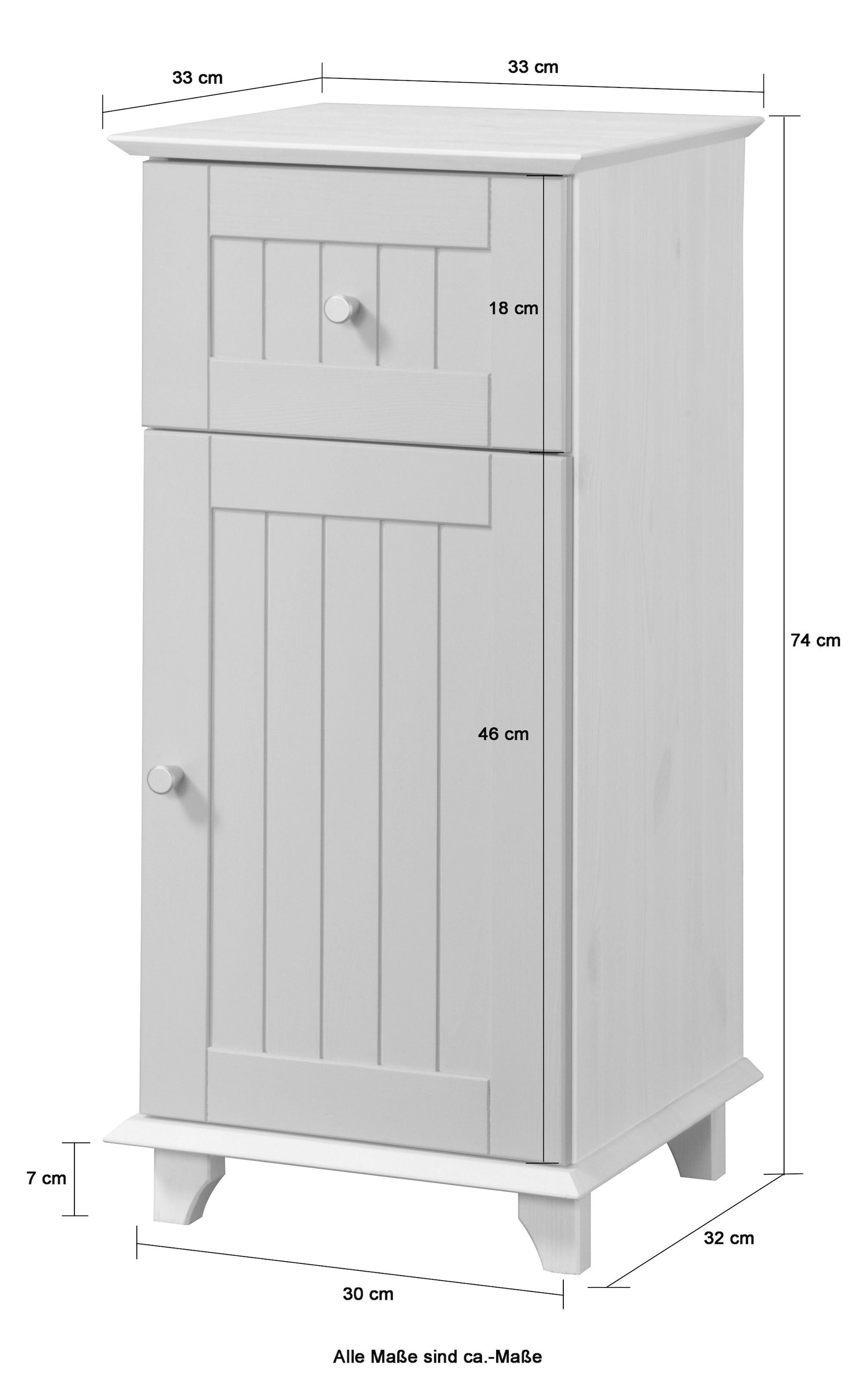 welltime Unterschrank »Venezia Landhaus«, Breite 33 cm, aus hochwertigem Echtholz