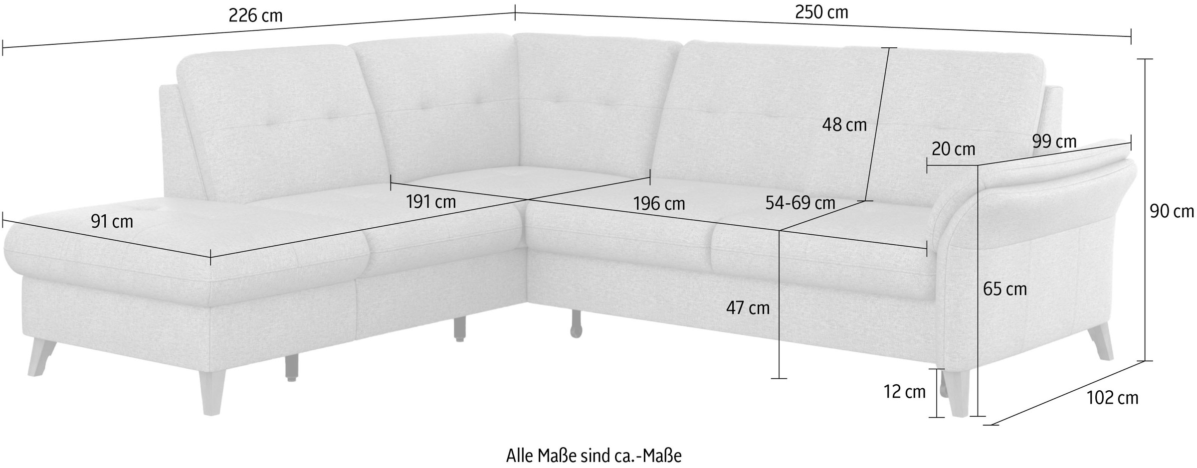 sit&more Ecksofa »Göteborg«, inkl. Sitztiefenverstellung, wahlweise mit Bettfunktion & Bettkasten