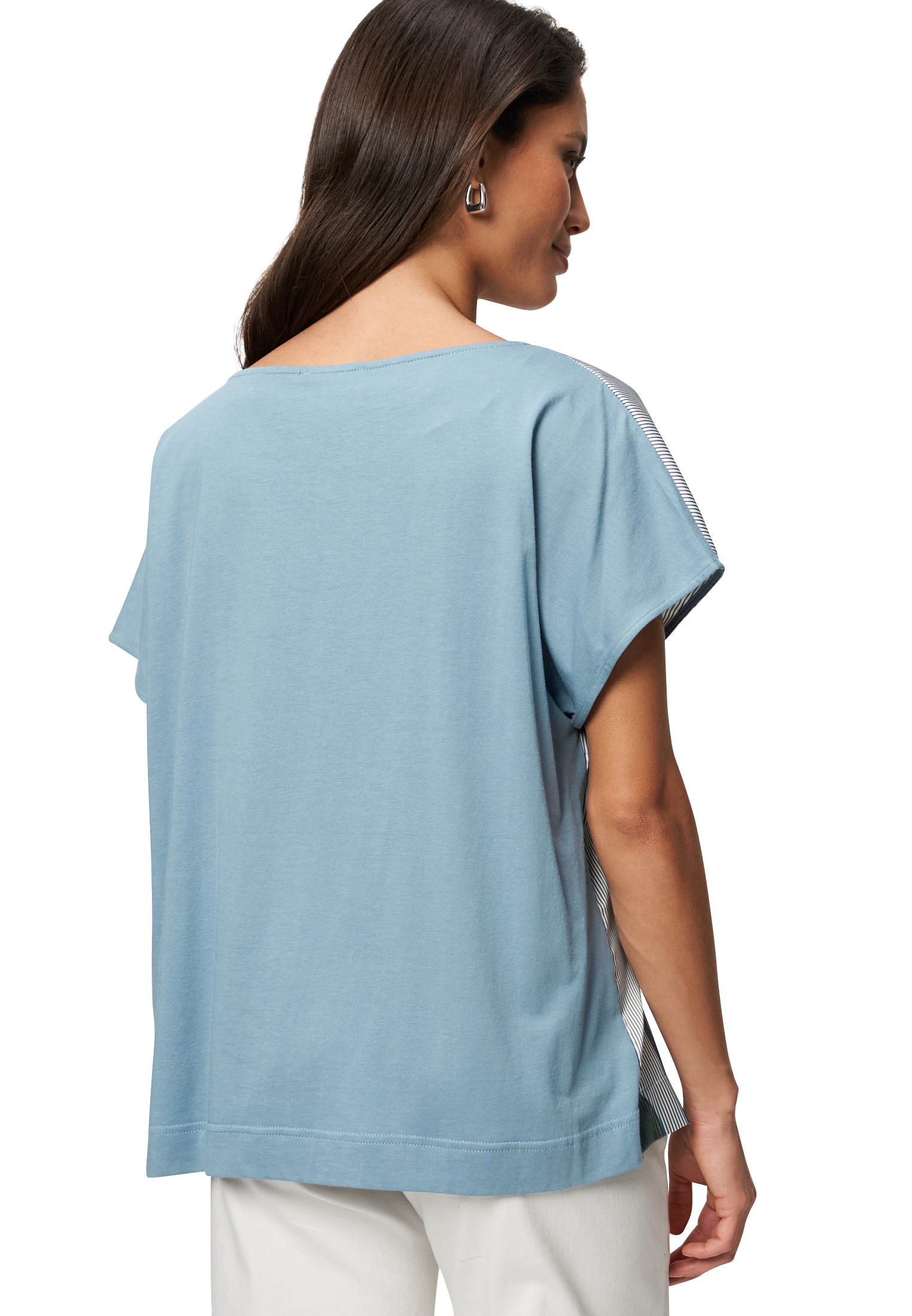 Zero Shirttop »Shirt gestreift mit Blätterdruck«