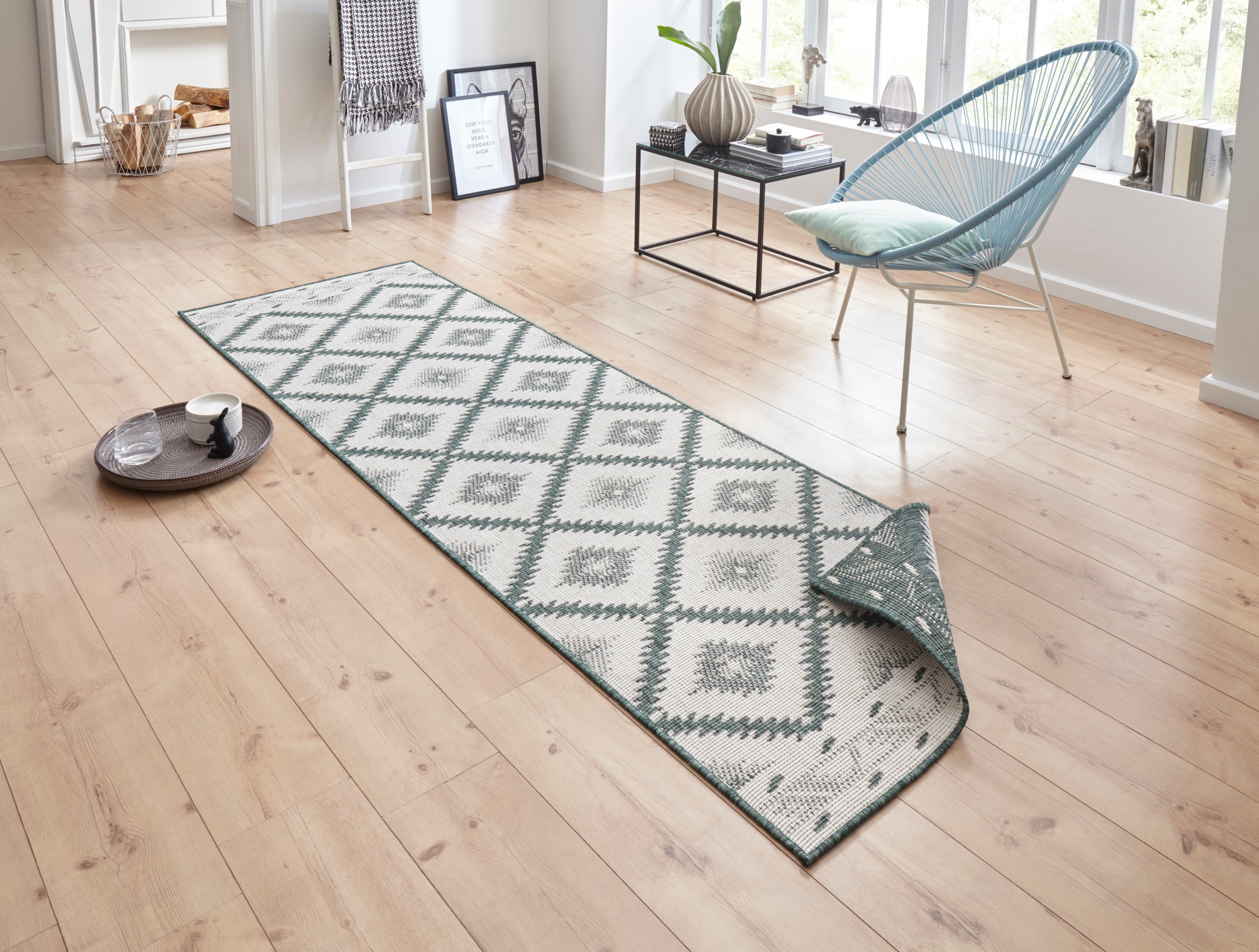 NORTHRUGS Teppich »Malibu Wendeteppich«, rechteckig, 5 mm Höhe, In-& Outdoor, Wetterfest, Balkon, Läufer, Wohnzimmer, Wasserfest