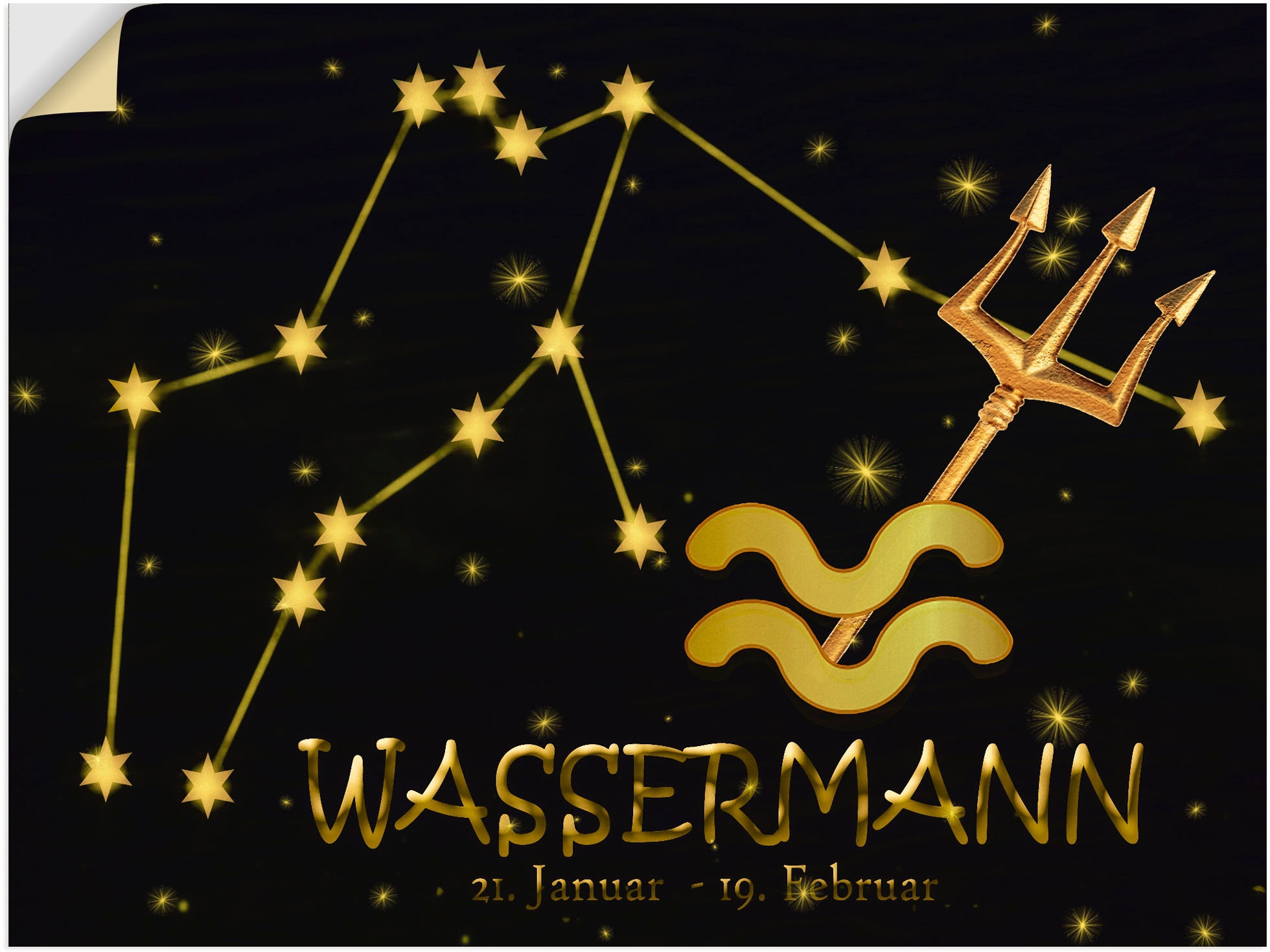 Artland Wandbild »Sternzeichen - Wassermann«, Bilder von Sternzeichen, (1 St.),  als Alubild, Leinwandbild, Wandaufkleber oder Poster in versch. Größen auf  Rechnung bestellen