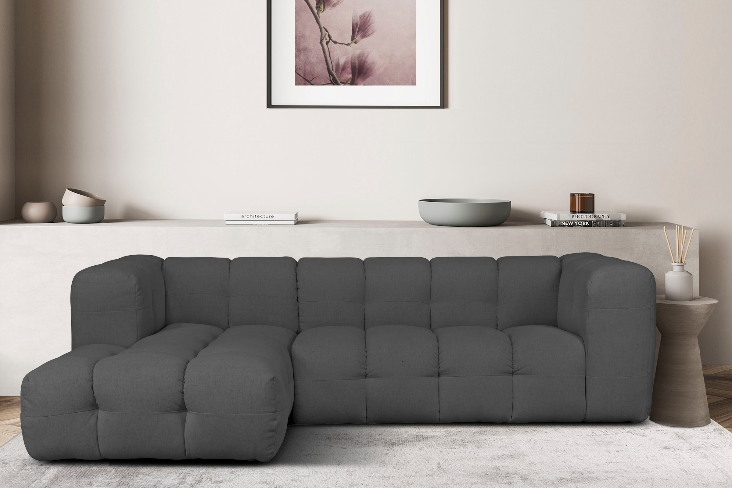 LeGer Home by Lena Gercke Ecksofa »TALISHA L-Form Designersofa, moderne Steppung, B/T/H: 276/178/75 cm«, moderne Steppung, hoher Sitzkomfort