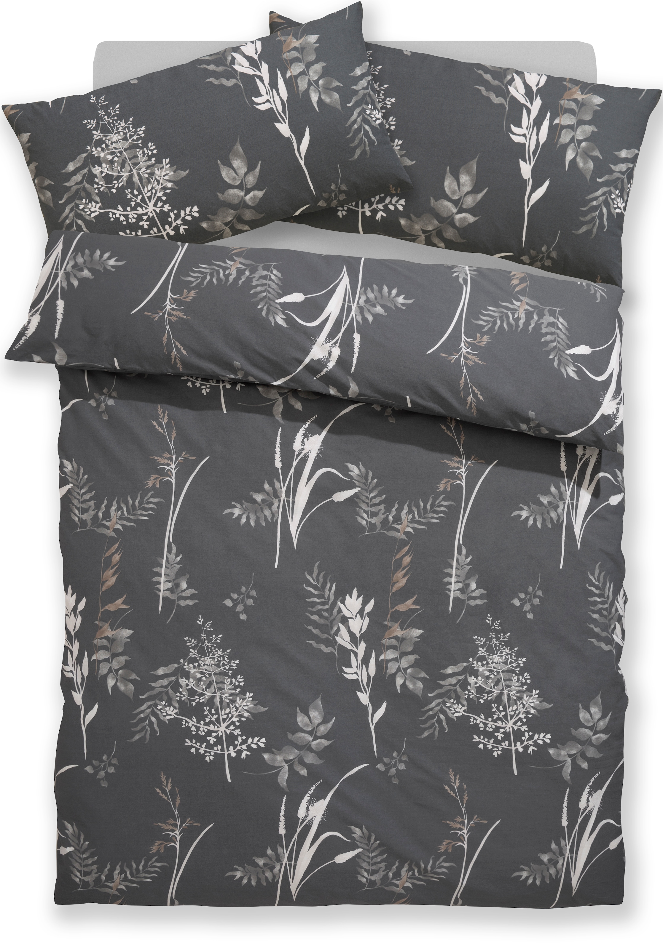 BIERBAUM Bettwäsche »Hellena« 2 Stk. in Gr. 135x200 oder 155x220 cm, 100% Baumwolle, Gräser