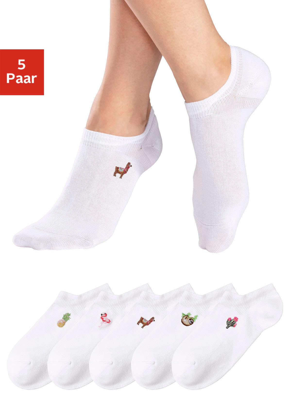 H.I.S Sneakersocken Packung, 5 Stk. tlg. mit Motivstickerei