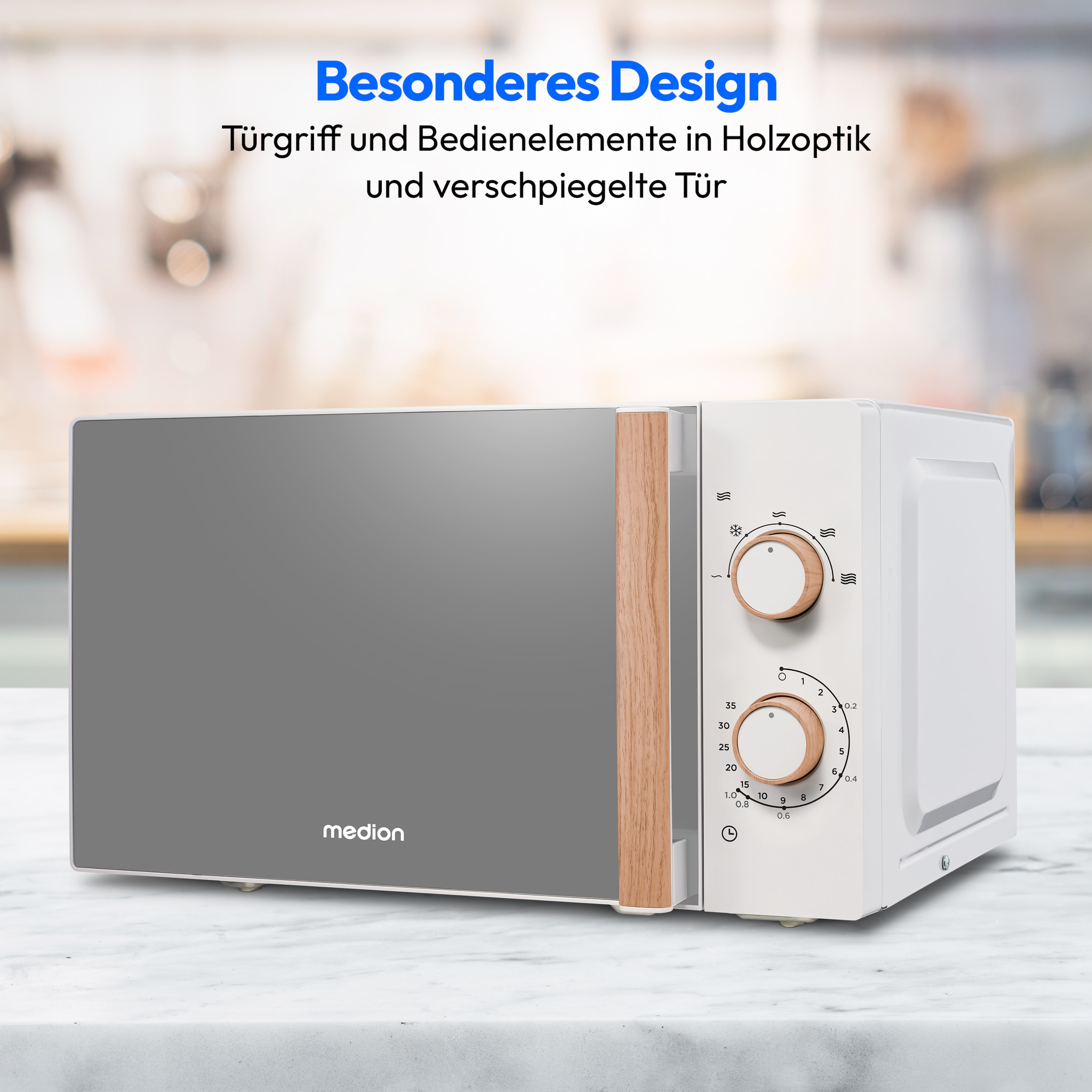 Medion® Mikrowelle »MD 10596, Timerfunktion, 20 L Kapazität, Auftaufunktion«, Mikrowelle, 700 W, Auftaufunktion, Holzoptik