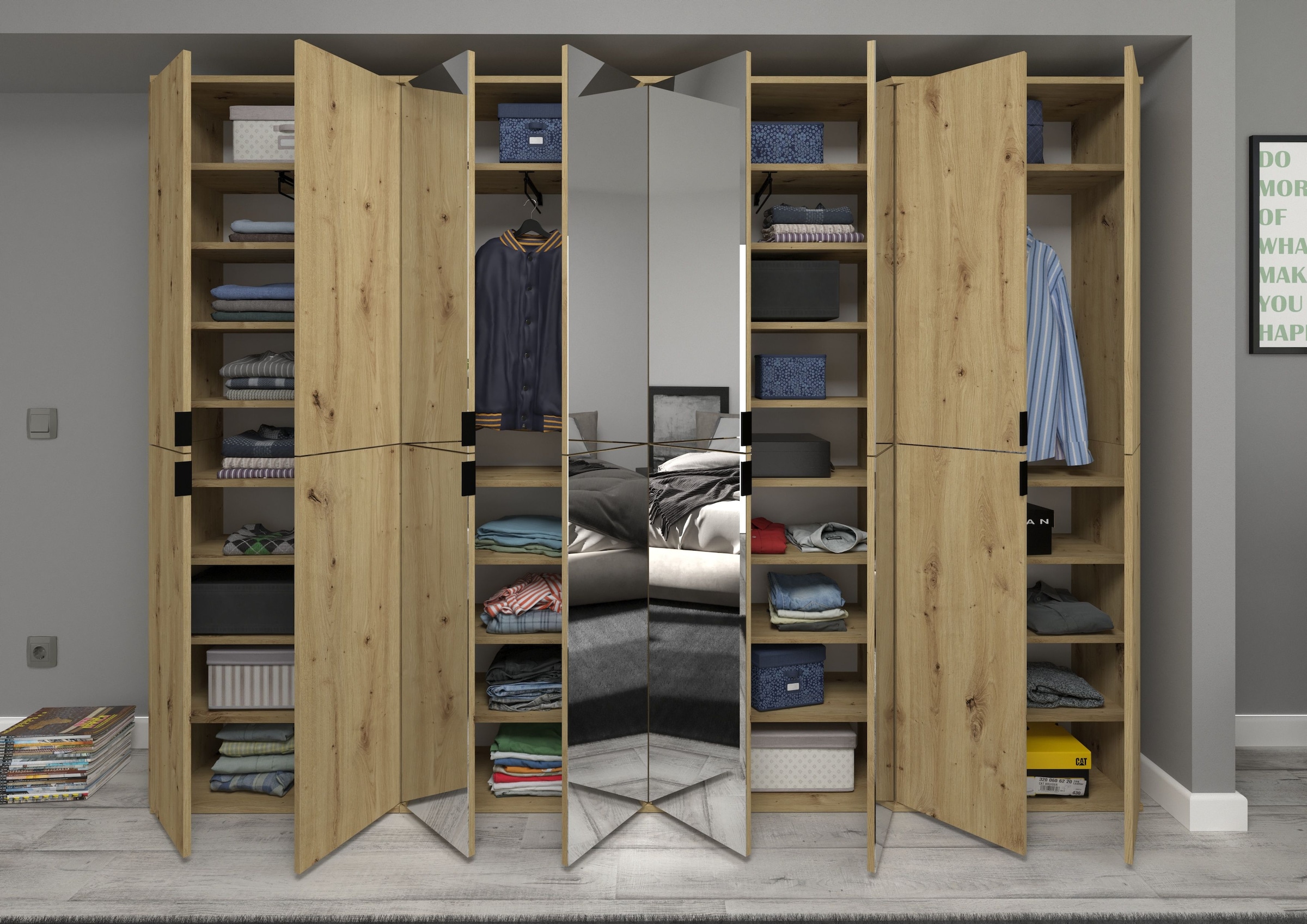 Home affaire Garderoben-Set »Trondheim, Breite 244 cm, best. aus 4 Schränken, 16 Türen, 36 Fächer« Set, 4 Stk. tlg.
