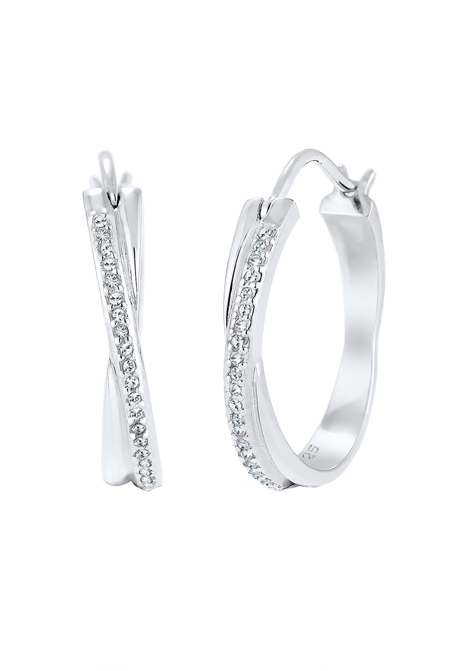 Elli Paar Creolen »Ohrringe Creole Verschlungen Kristall 925 Silber«
