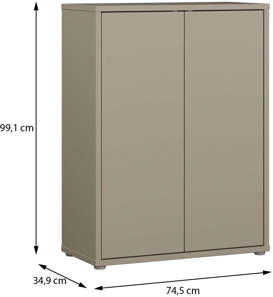 FORTE Schuhschrank »Alice Springs, Schuhschrank, Platz für 15 Paar Schuhe, 2 Türen« B/H/T 74,5/99,1/34,9 cm,  Stauraumschrank, Mehrzweckschrank, grifflose Front, Push to open
