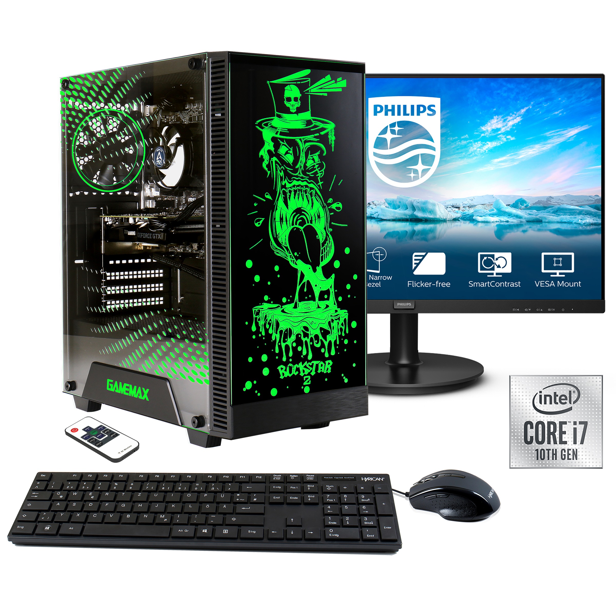Hyrican Gaming-PC-Komplettsystem »Rockstar SET02183«, Windows 11, inklusive 27" Monitor Philips 271V8LA