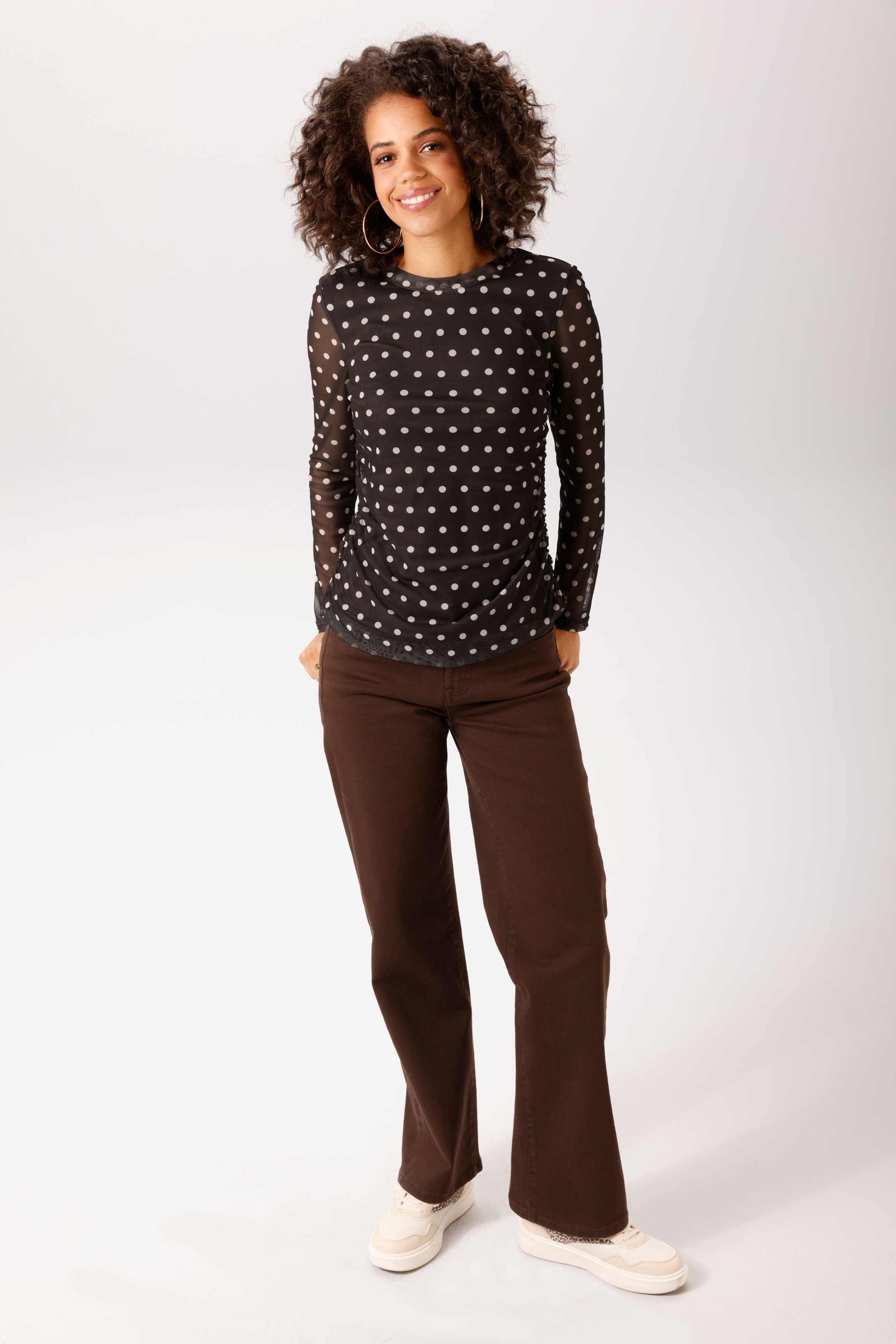 Aniston CASUAL Langarmshirt mit Raffungen an den Seitennähten - NEUE KOLLEKTION