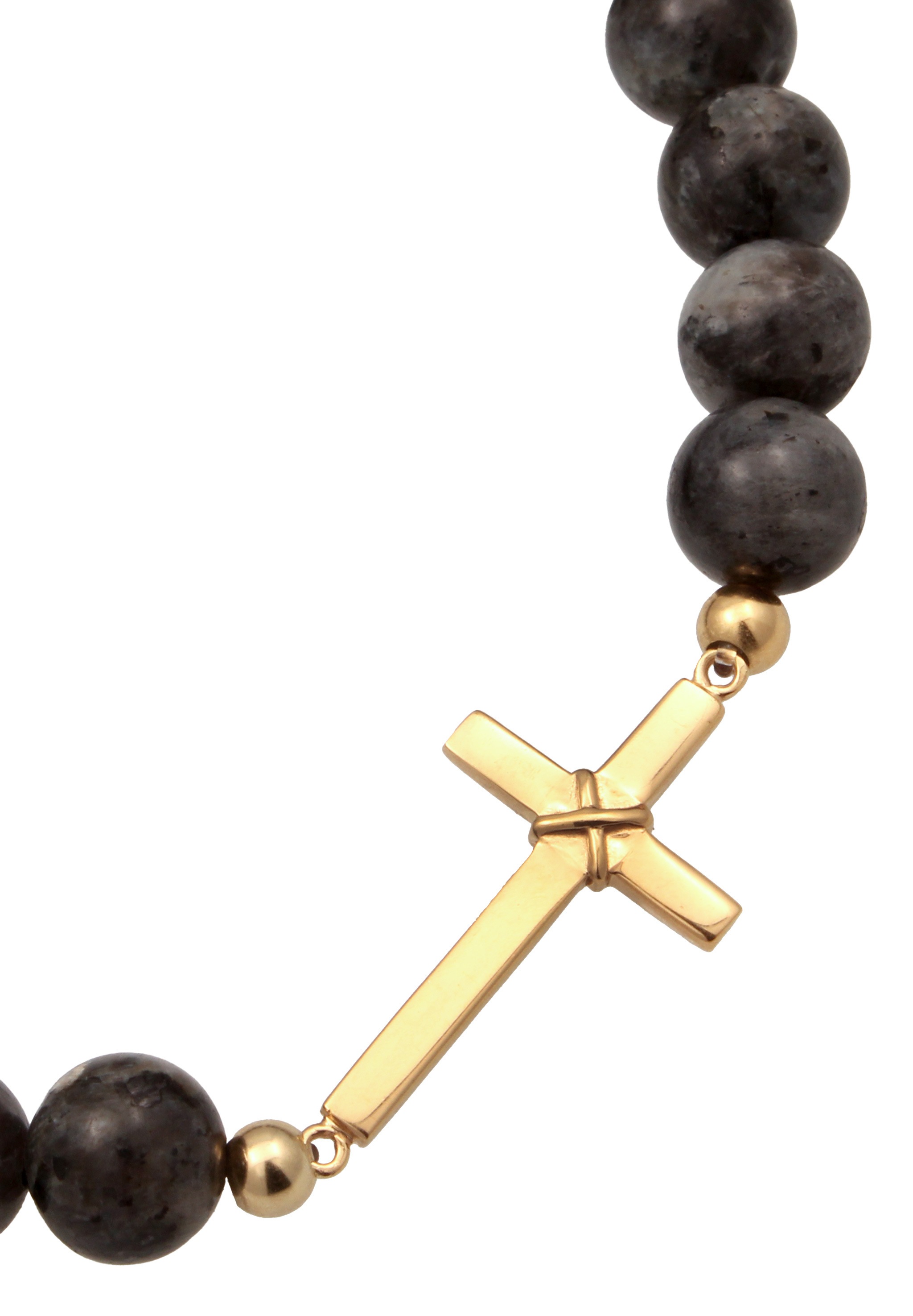 Kuzzoi Armkette »Armband Kreuz Lavakite Edelstein Grau 925 Sterling Silber vergoldet«