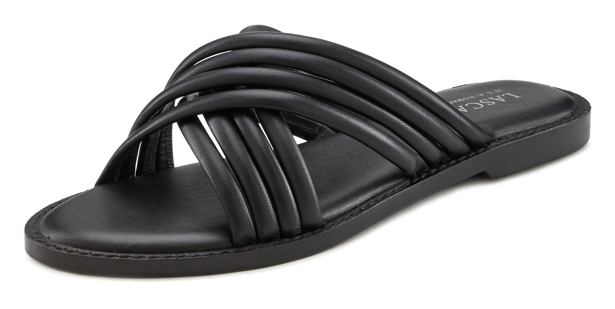 LASCANA Pantolette aus Leder mit raffinierten Riemchen