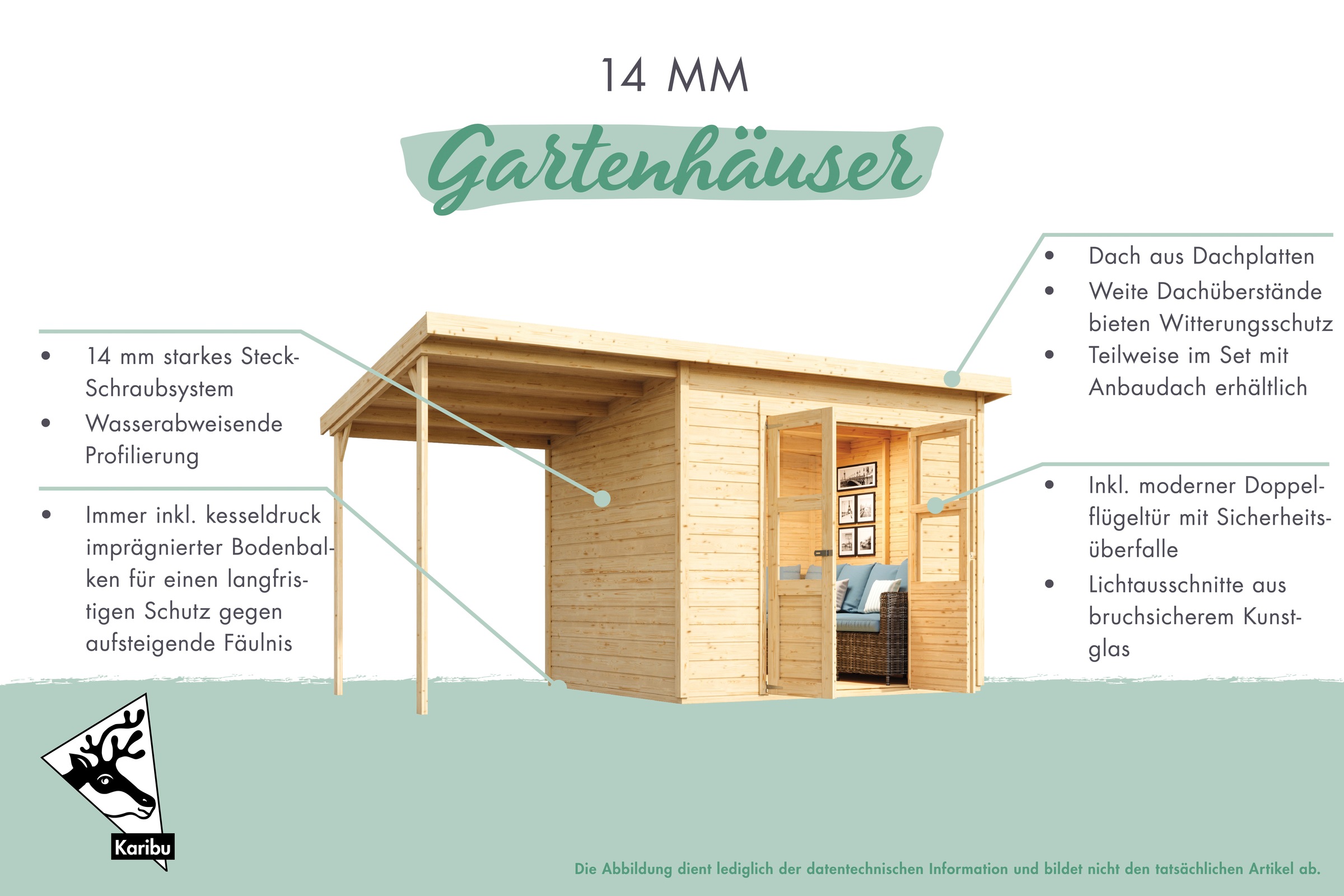 Karibu Gartenhaus »»Merseburg 4« vorvergraut« aus Fichtenholz, farbig lasiert