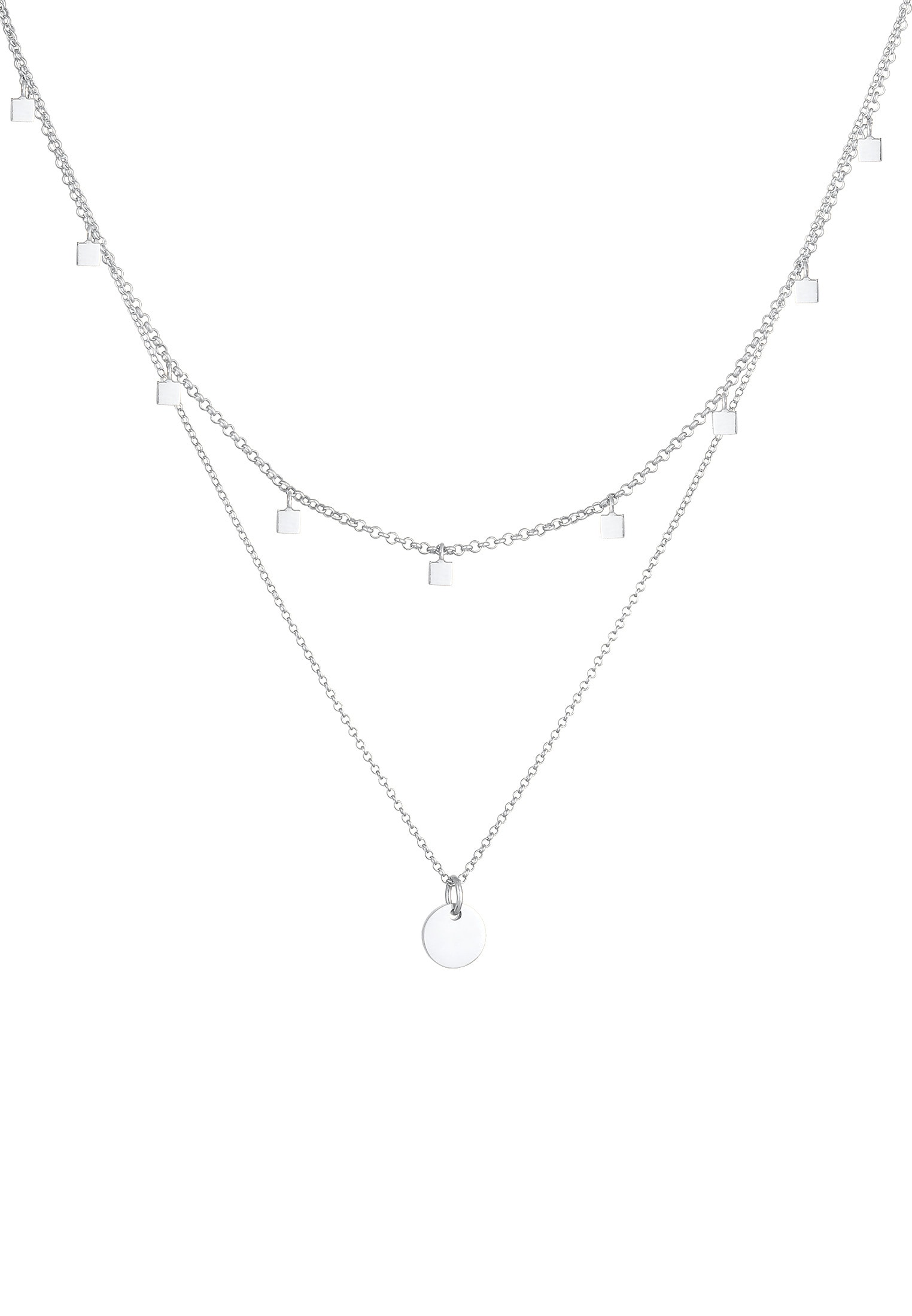 Elli Ketten-Set »Halskette Set Erbskette Plättchen Quadrat (2 tlg) 925 Silber«