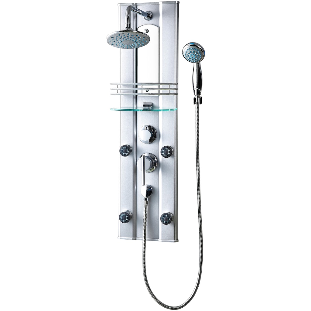 Eisl Duschsäule »FEELING«, Inkl. Wasserspardichtung, Duschset 2 in 1 mit Regendusche und Handbrause, Duschsystem mit Duscharmatur, Aluminium