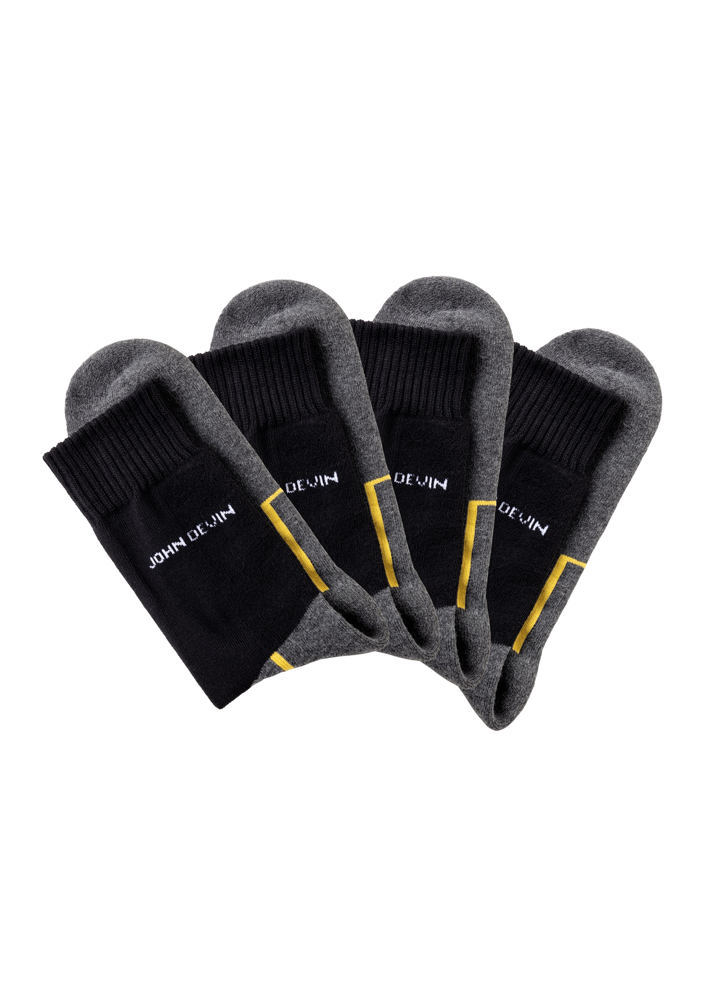 John Devin Funktionssocken, (Packung, 4 Paar), mit Sohlen über Zehen und hoch Fersenplüsch