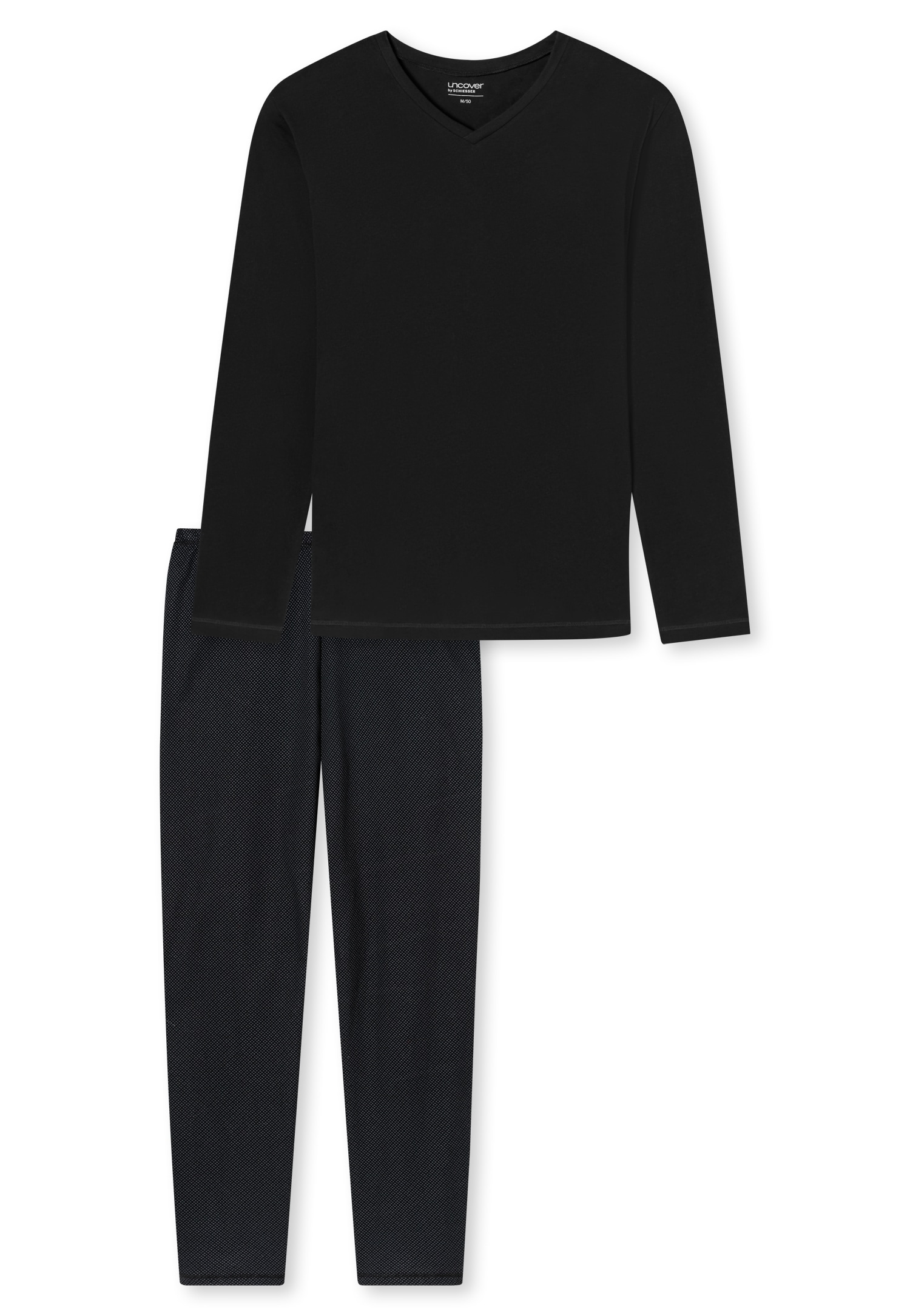 uncover by SCHIESSER Schlafanzug »UNCOVER Nightwear«, (2 tlg.), Single Jersey-Qualität, Langarm, V-Ausschnitt, weich