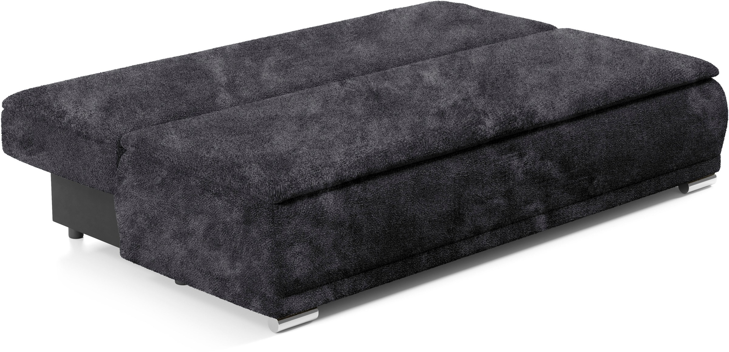 WERK2 Schlafsofa »Biggi komfortabel & elegant, Schlaffunktion, Bettkasten, Breite 206 cm«, inkl. losen Kissen, Bouclé APHRODITE, Anthrazit