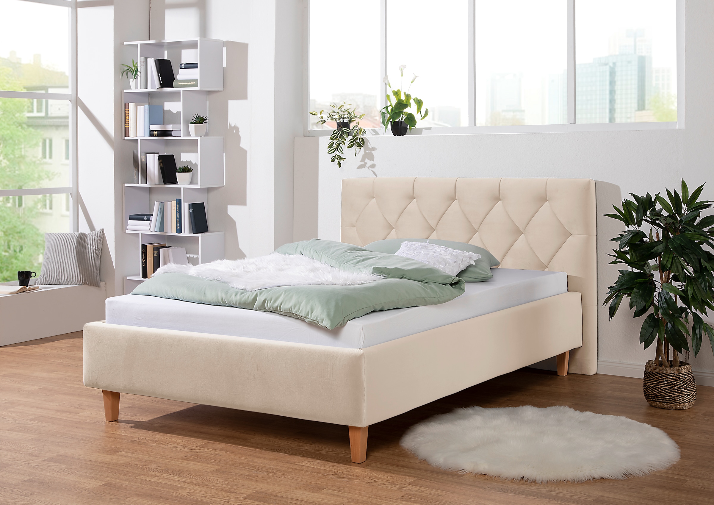 Guido Maria Kretschmer Home&Living Polsterbett »Sunley 100«, Kreuzsteppung, Kopfteilhöhe 102 cm, ohne oder mit Matratze/Lattenrost