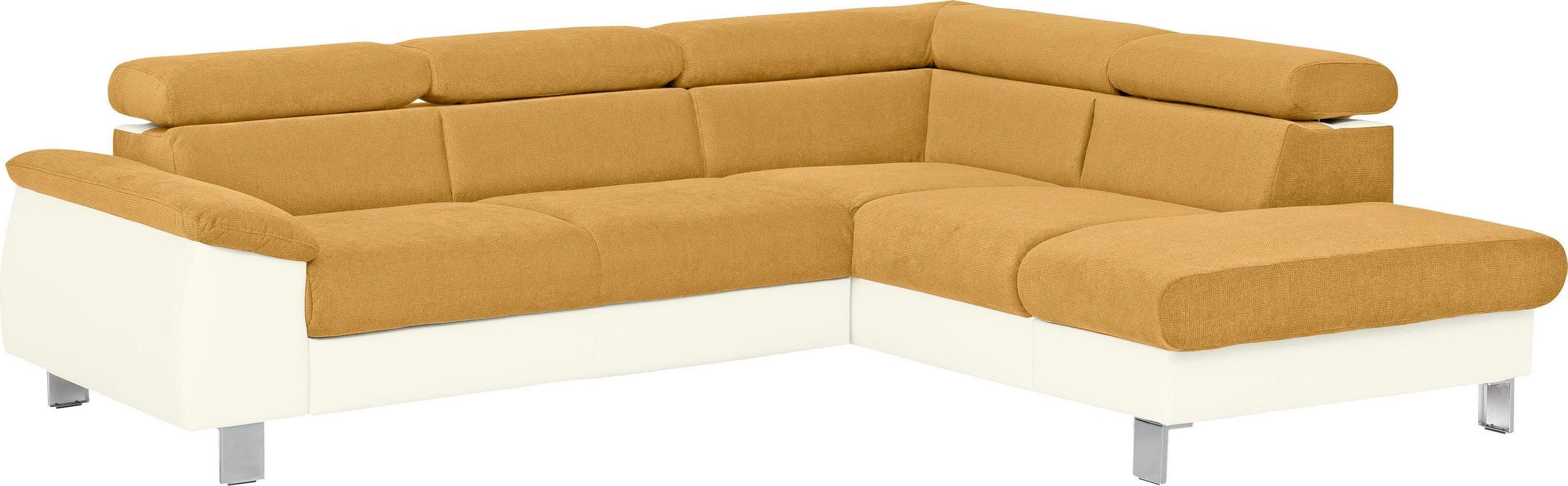 COTTA Ecksofa »Komaris L-Form mit Kopfteilverstellung«, wahlweise mit Bettfunktion, Bettkasten & Beleuchtung