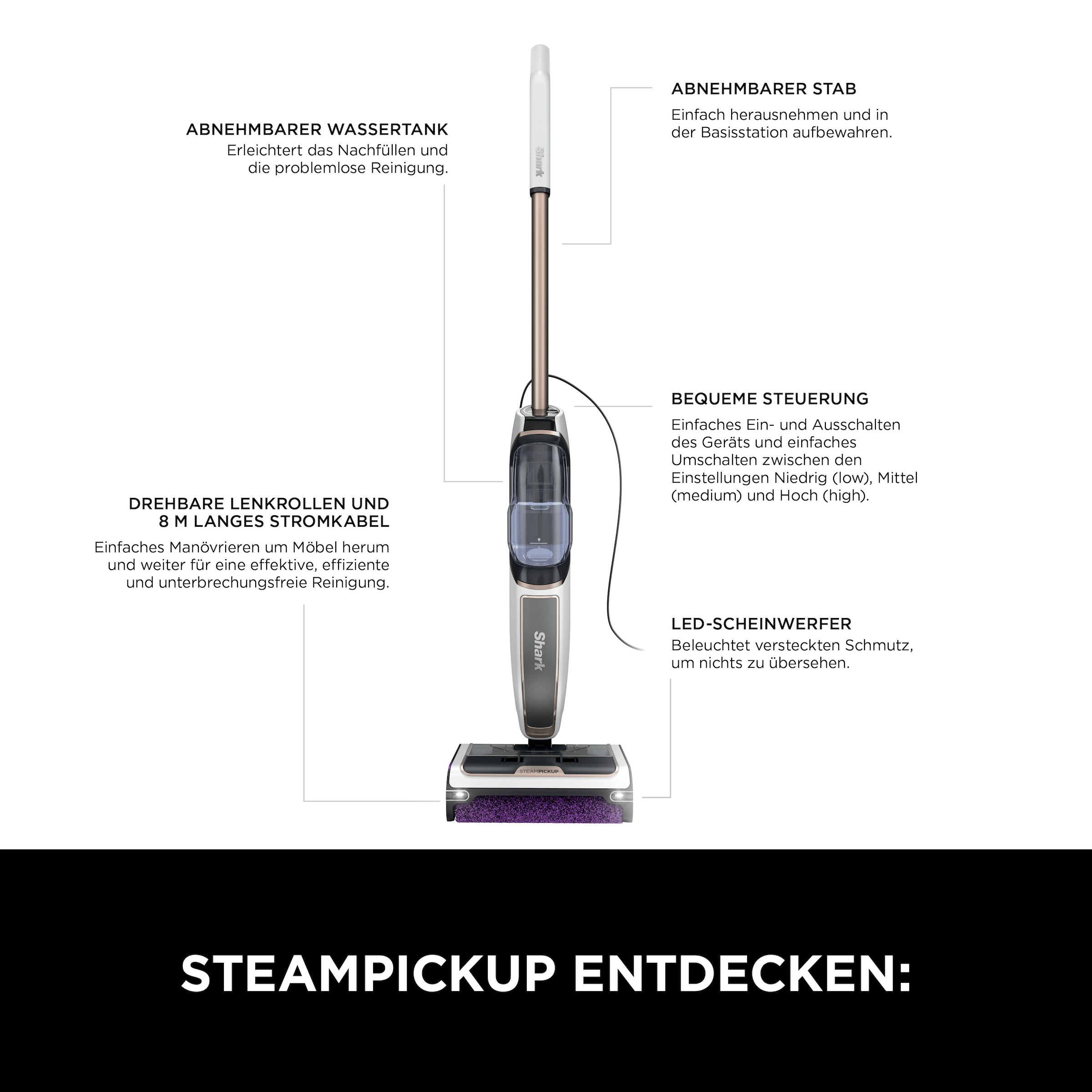 Shark Dampfreiniger »SteamPickUp SD200EU«