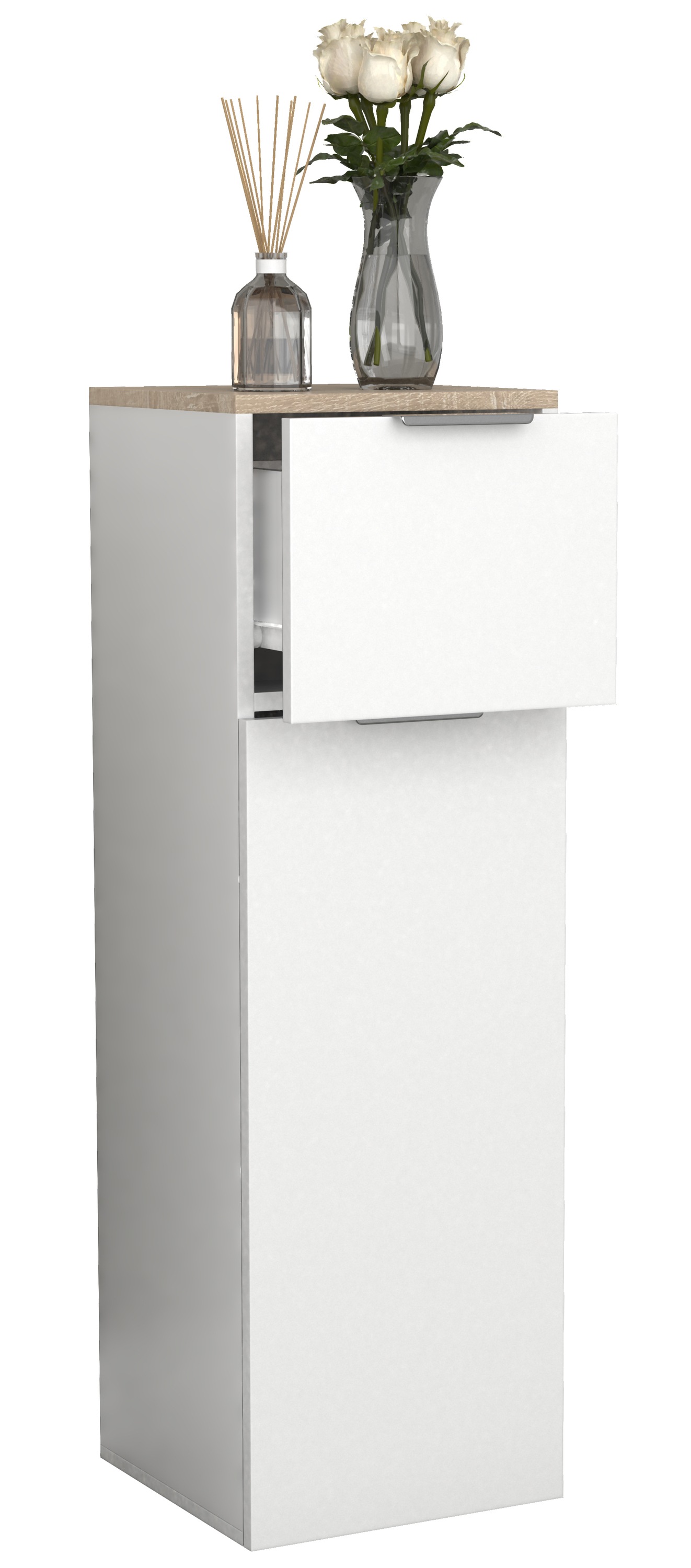 VCM - Bobine Midischrank Donali h. 95 x l. 30 x p. 30 cm Blanc/Sonoma Eiche