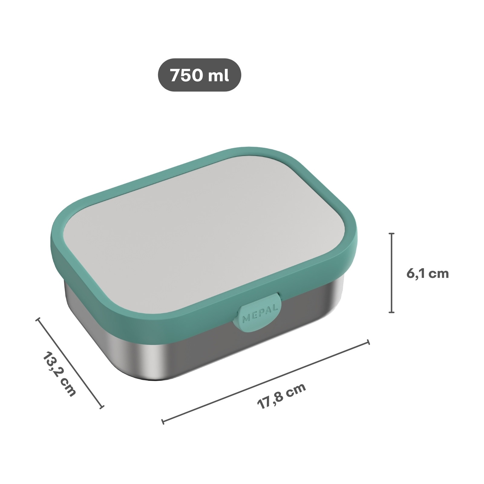 Mepal Lunchbox »Edelstahl-Brotdose mit Gabel Campus 18 x 13 cm« Spülmaschinenfest