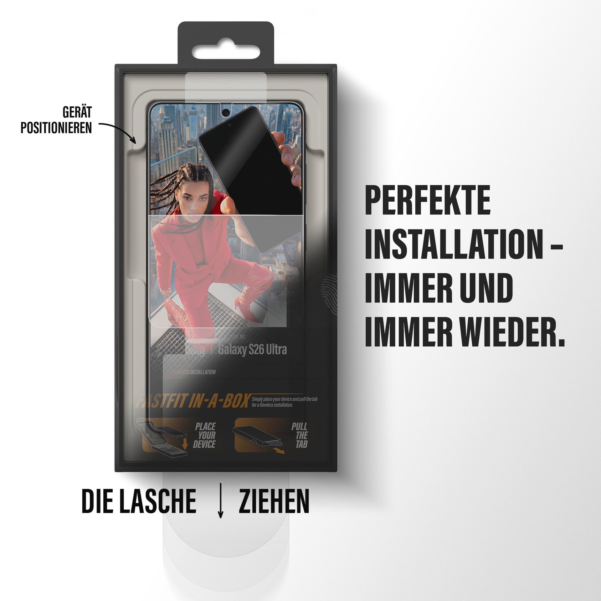 CARE by PanzerGlass Displayschutzglas »Ultra-Wide Fit Screen Protector« für Samsung Galaxy S26 Ultra Displayschutzfolie, Schutzfolie, Bildschirmschutz, kratz- & stoßfest