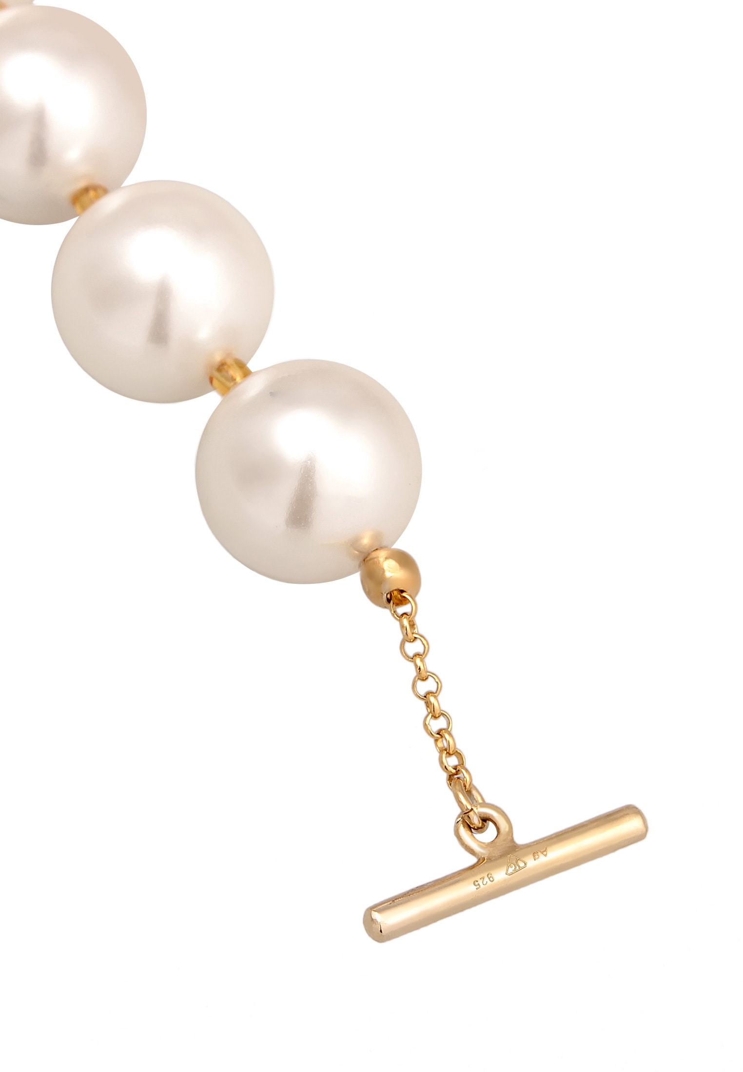 Elli Armkette »Armband Muschelkernperlen T-Bone 925 Silber vergoldet«