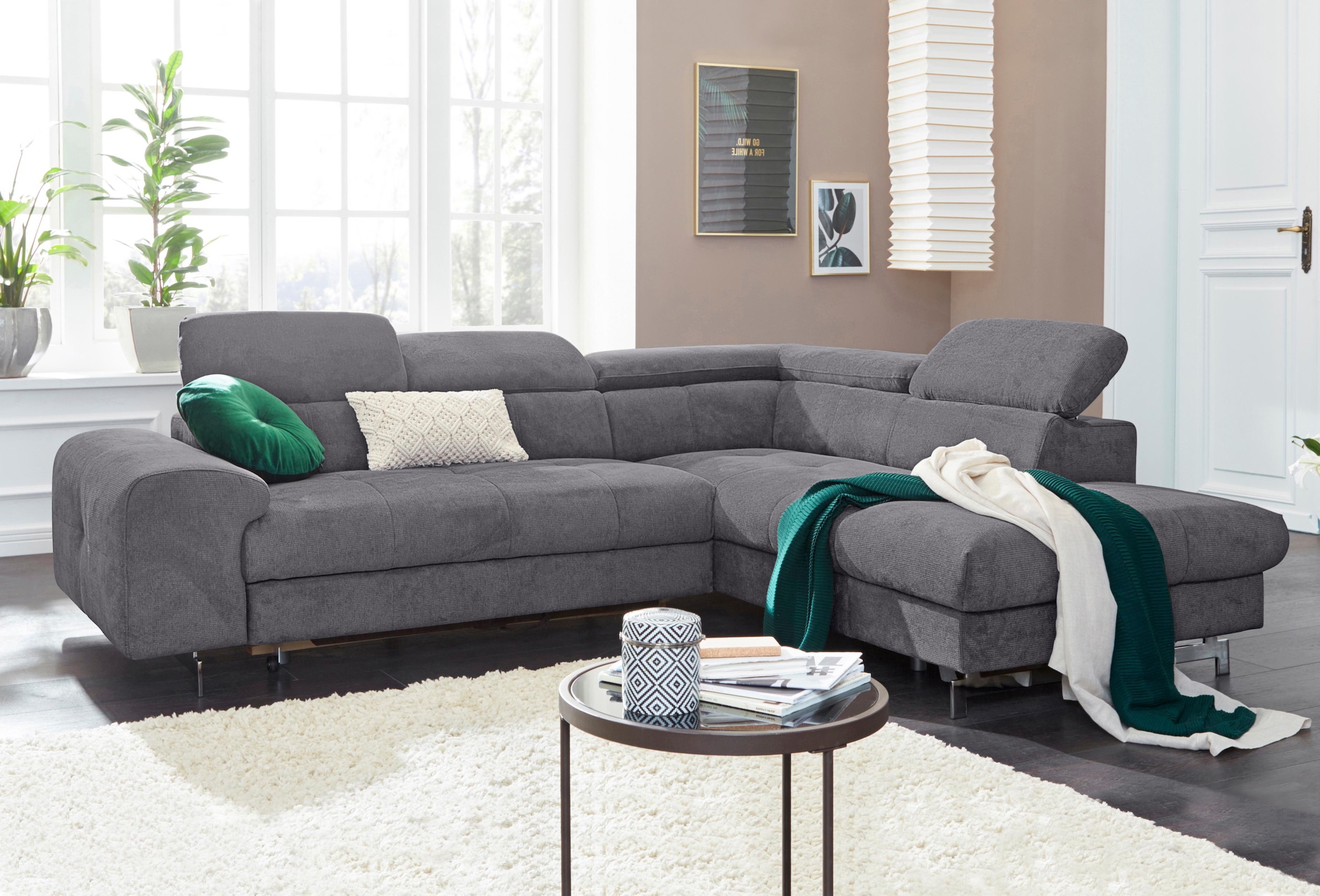 COTTA Ecksofa »Chef L-Form«, mit Kopfteilverstellung, wahlweise mit Bettfunktion & Bettkasten