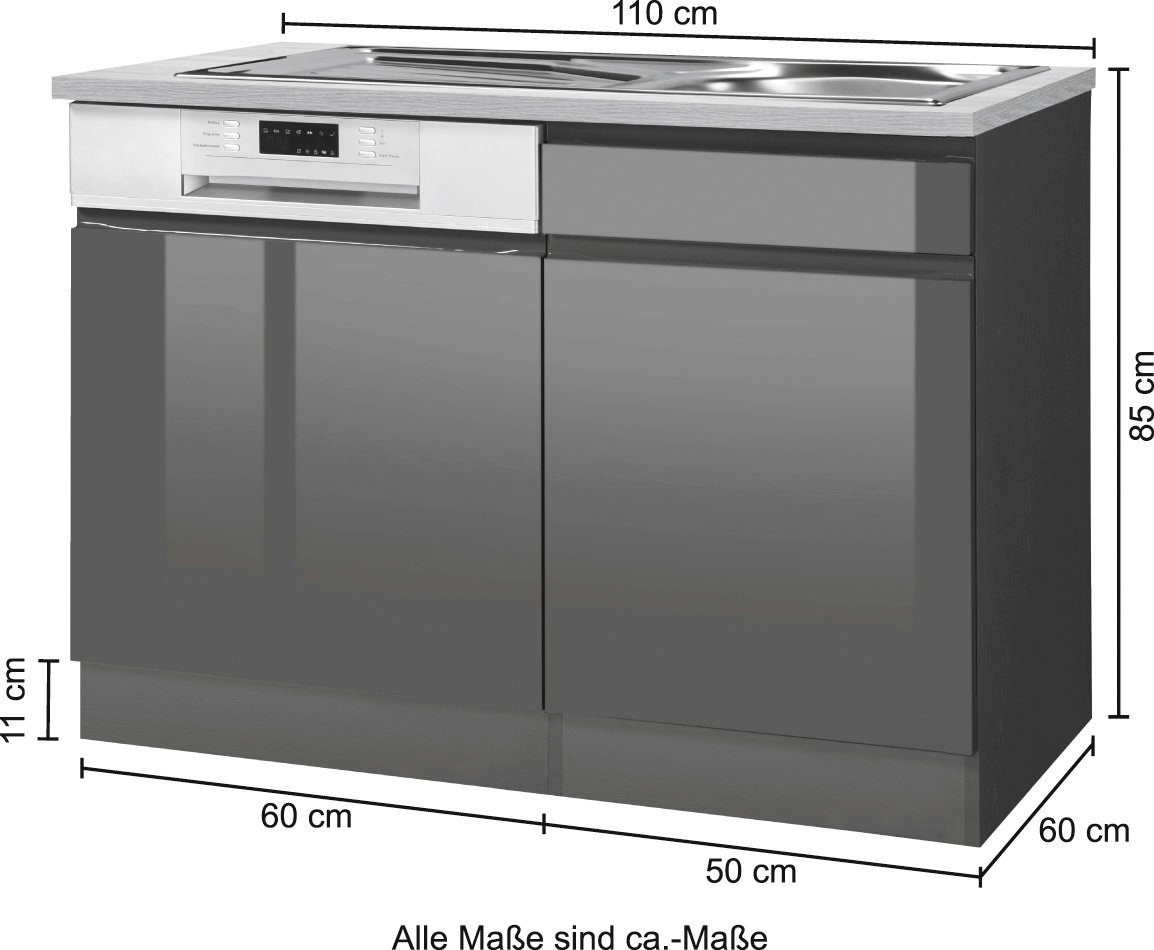 KOCHSTATION Spülenschrank »KS-Virginia«, 110 cm breit, inklusive Einbauspüle