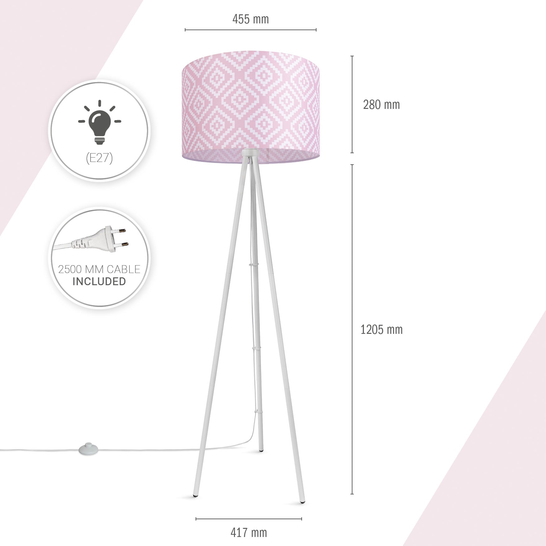 Paco Home Stehlampe »Trina Stella« E27 Dreibein  Modern Stofflampenschirm Vintage Design Textil Wohnzimmer