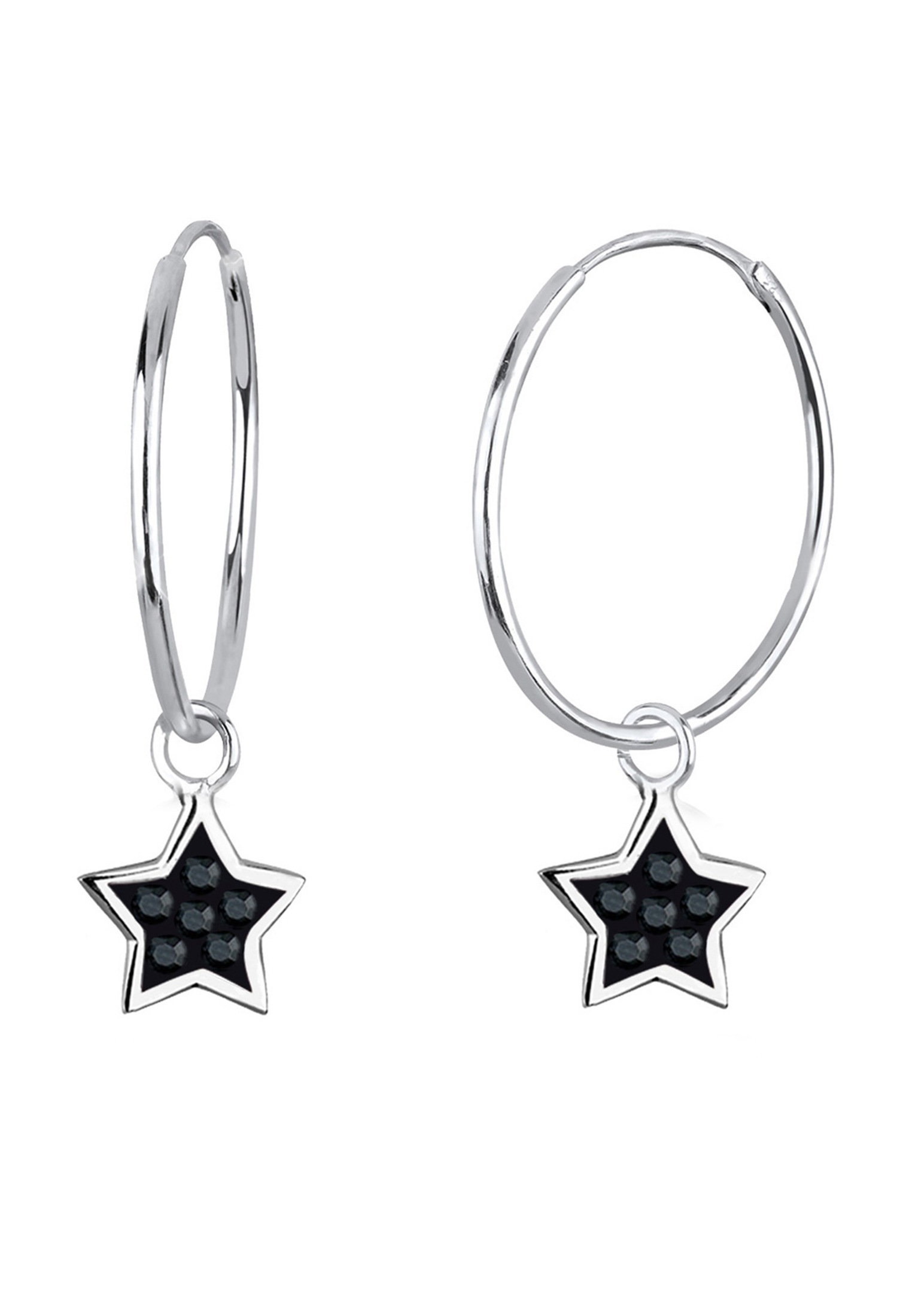 Elli Paar Creolen »Ohrringe Creolen Stern Kristalle 925 Silber«