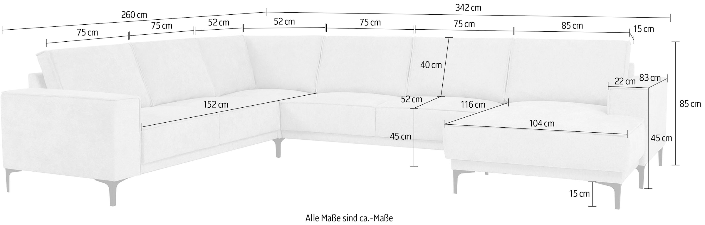 Places of Style Wohnlandschaft »Oland«, U-Form, im zeitlosem Design und hochwertiger Verabeitung