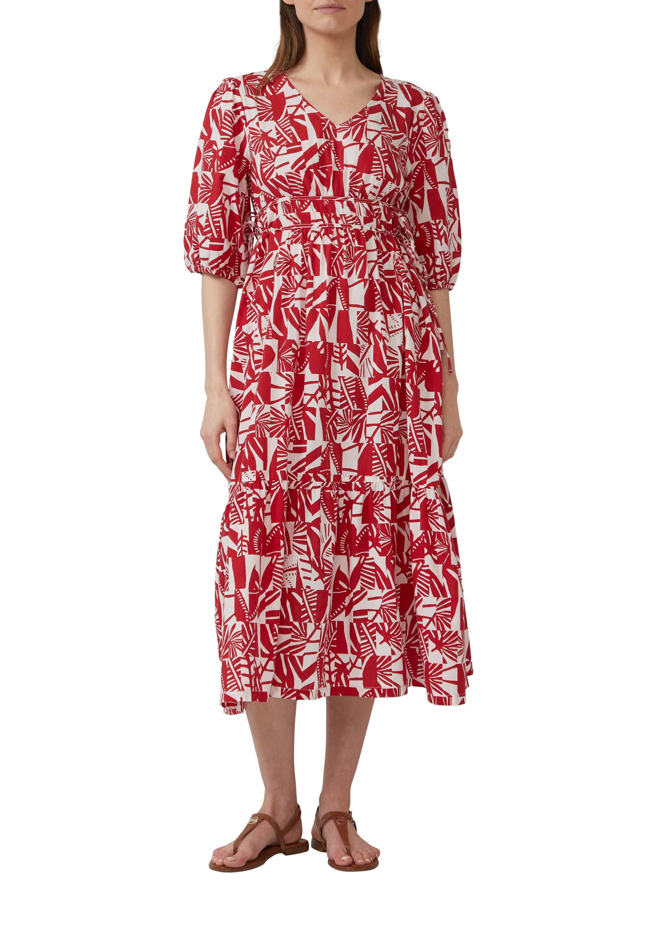 s.Oliver Sommerkleid, mit All-Over Print und V-Ausschnitt