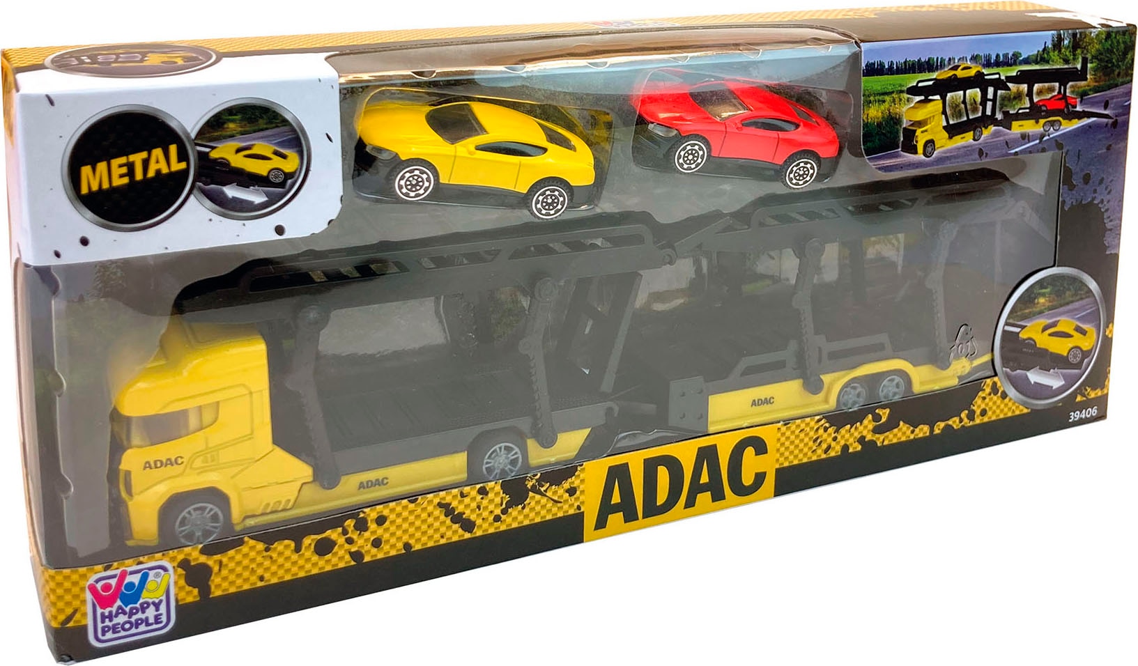 Happy People Spielzeug-Transporter »ADAC Die Cast Transporter«, inkluisve 2 Farhzeuge
