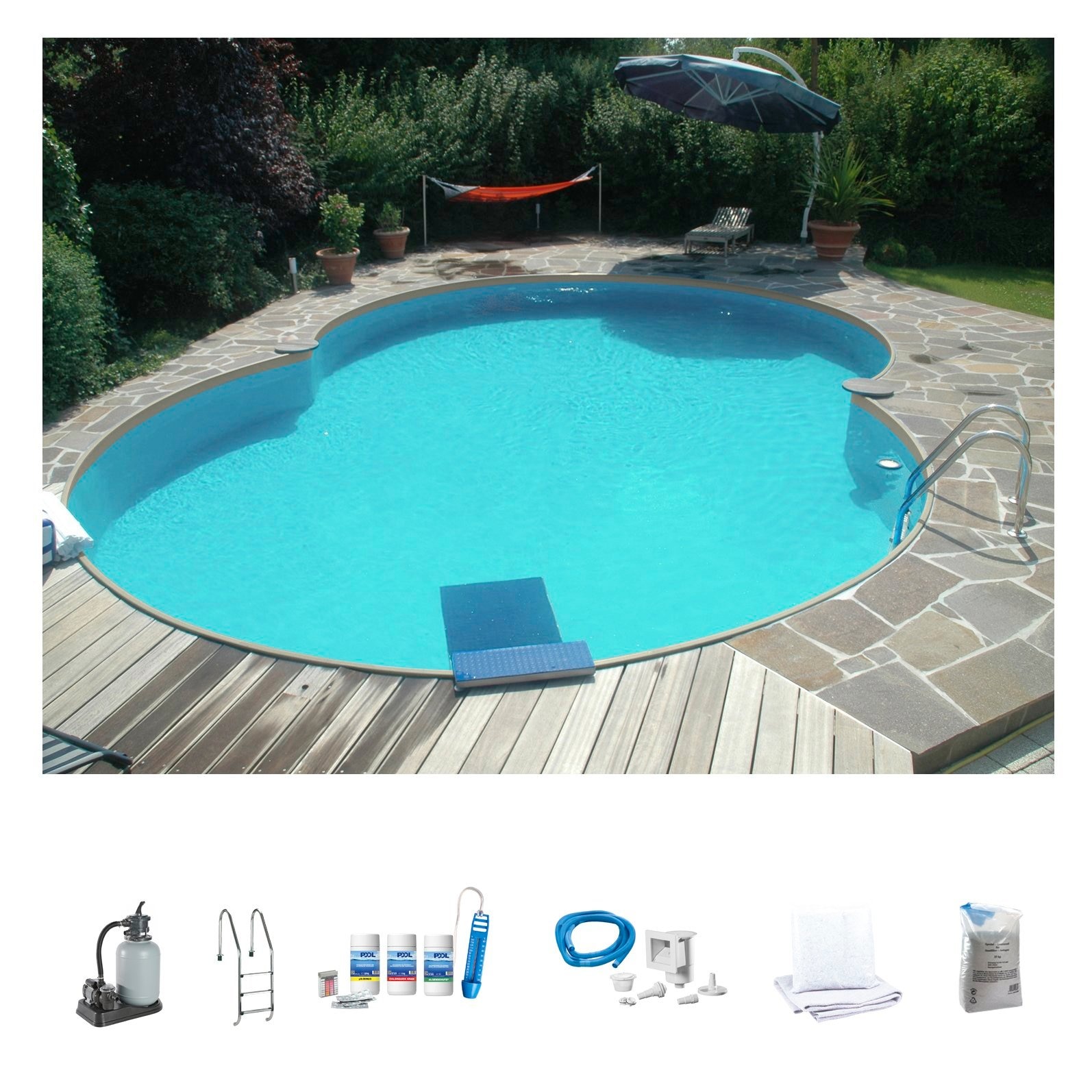 my POOL BWT Achtformpool, (Set, 7 tlg.), BxLxH: 460x725x120 cm