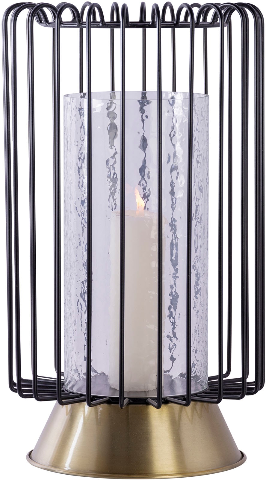 Bougeoir Rond Déco "Malibu" 40cm Noir & Or