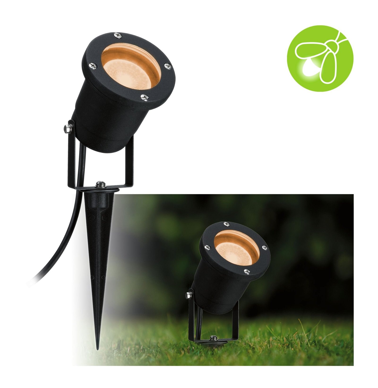 LED Gartenstrahler »IP65 rund 92mm 2200K 4,3W 320lm 230V 38-38° Schwarz Metall«, 1...