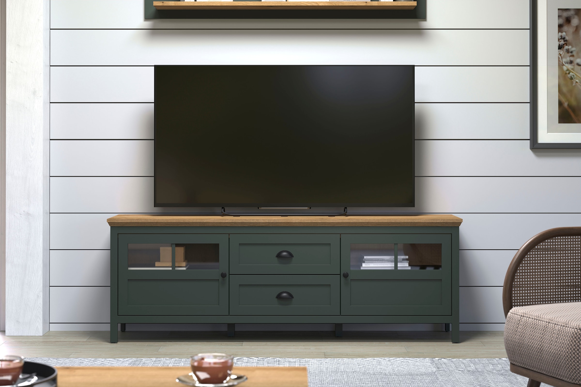 Home affaire TV-Board »Vienna« 1 Stk. tlg. Lowboard mit Beleuchtung und Vollauszug-Schublade - B/T/H 184/45/64 cm